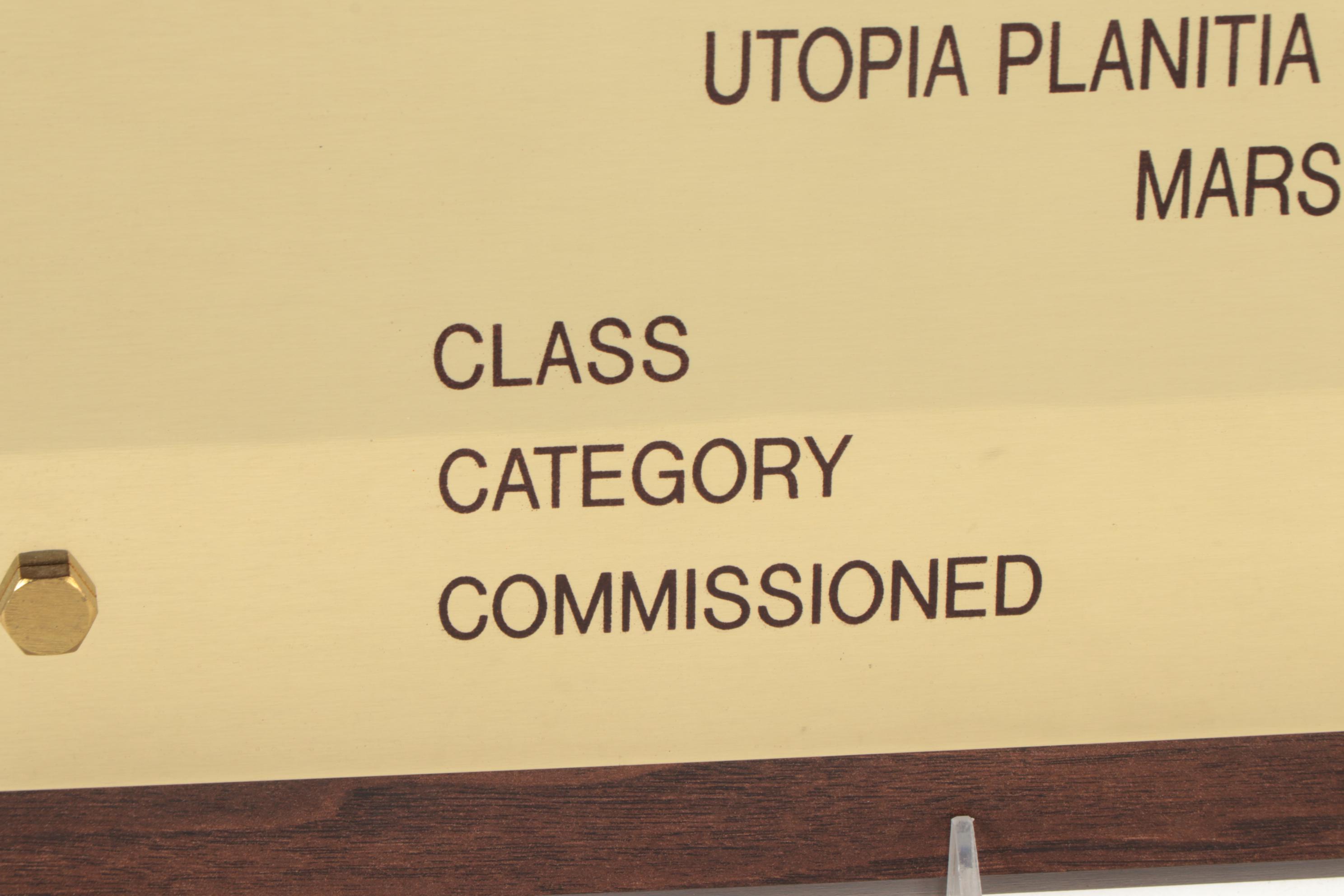 Star Trek "U.S.S. Enterprise" Television Crew Recognition Plaque