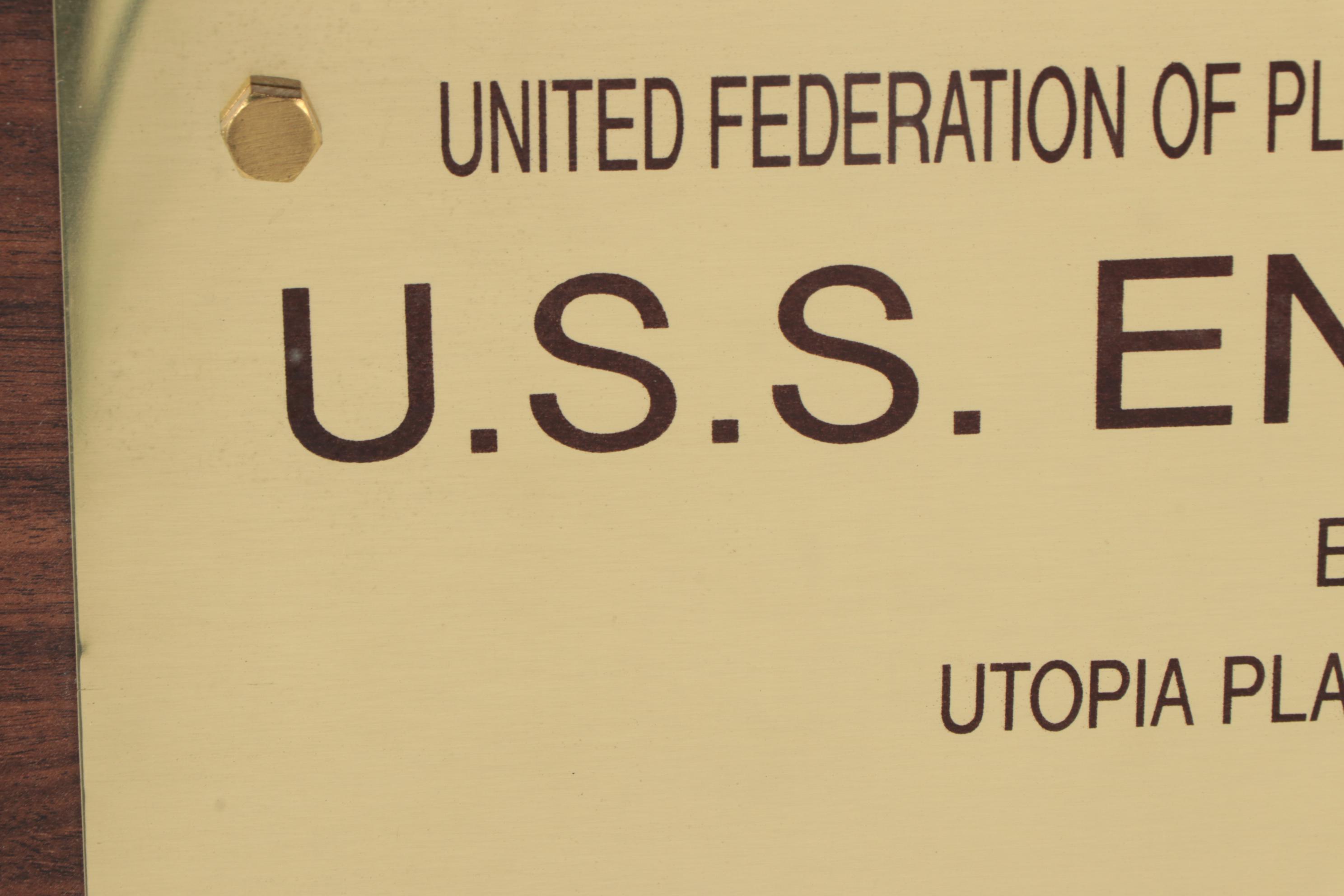 Star Trek "U.S.S. Enterprise" Television Crew Recognition Plaque