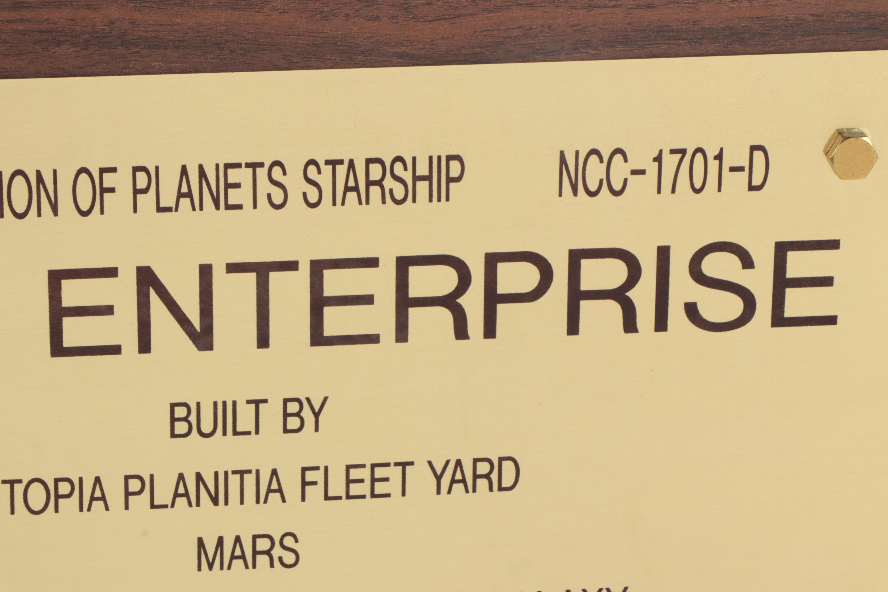 Star Trek "U.S.S. Enterprise" Television Crew Recognition Plaque