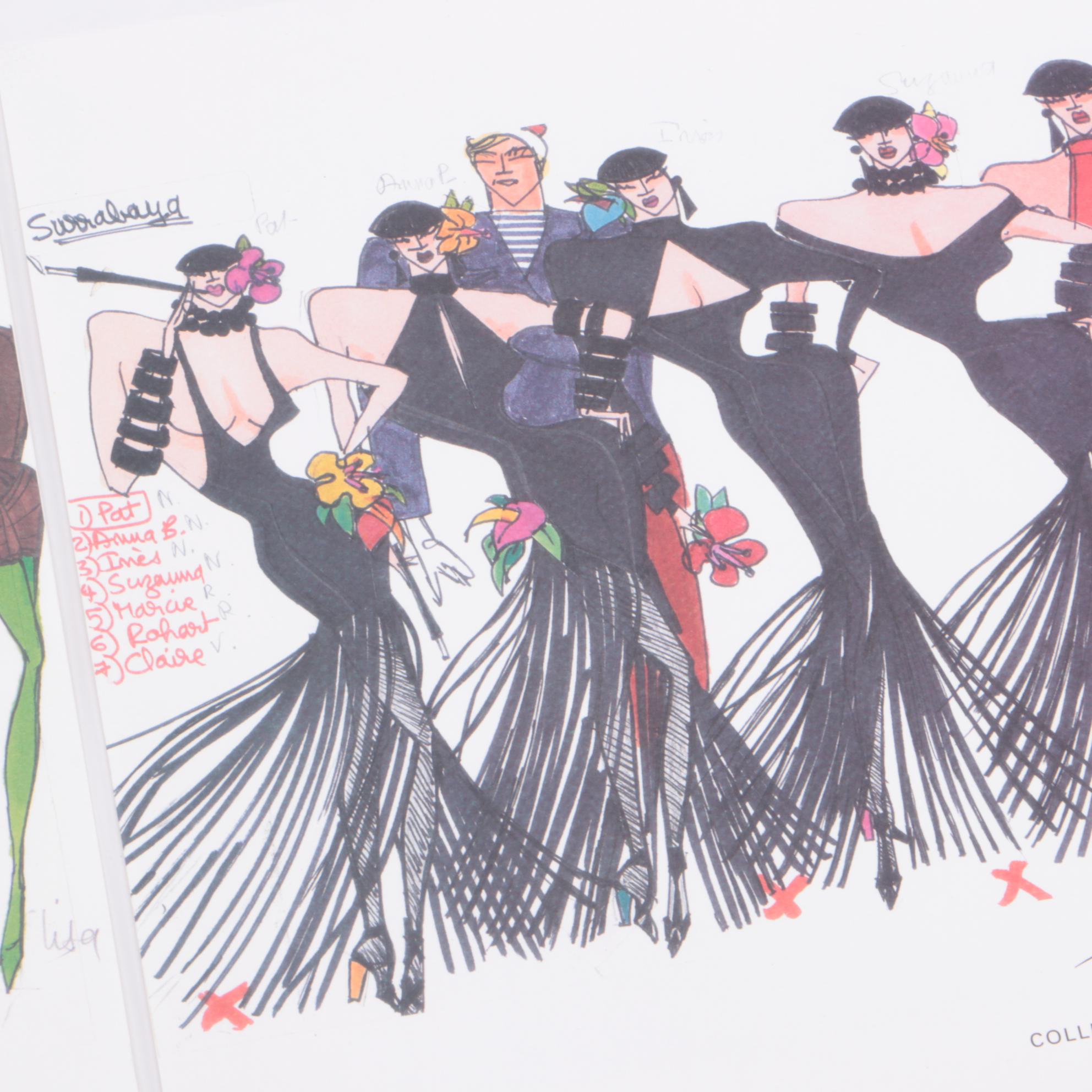 Offset Lithograph Portfolio after Thierry Mugler Fashion Illustrations, 1998