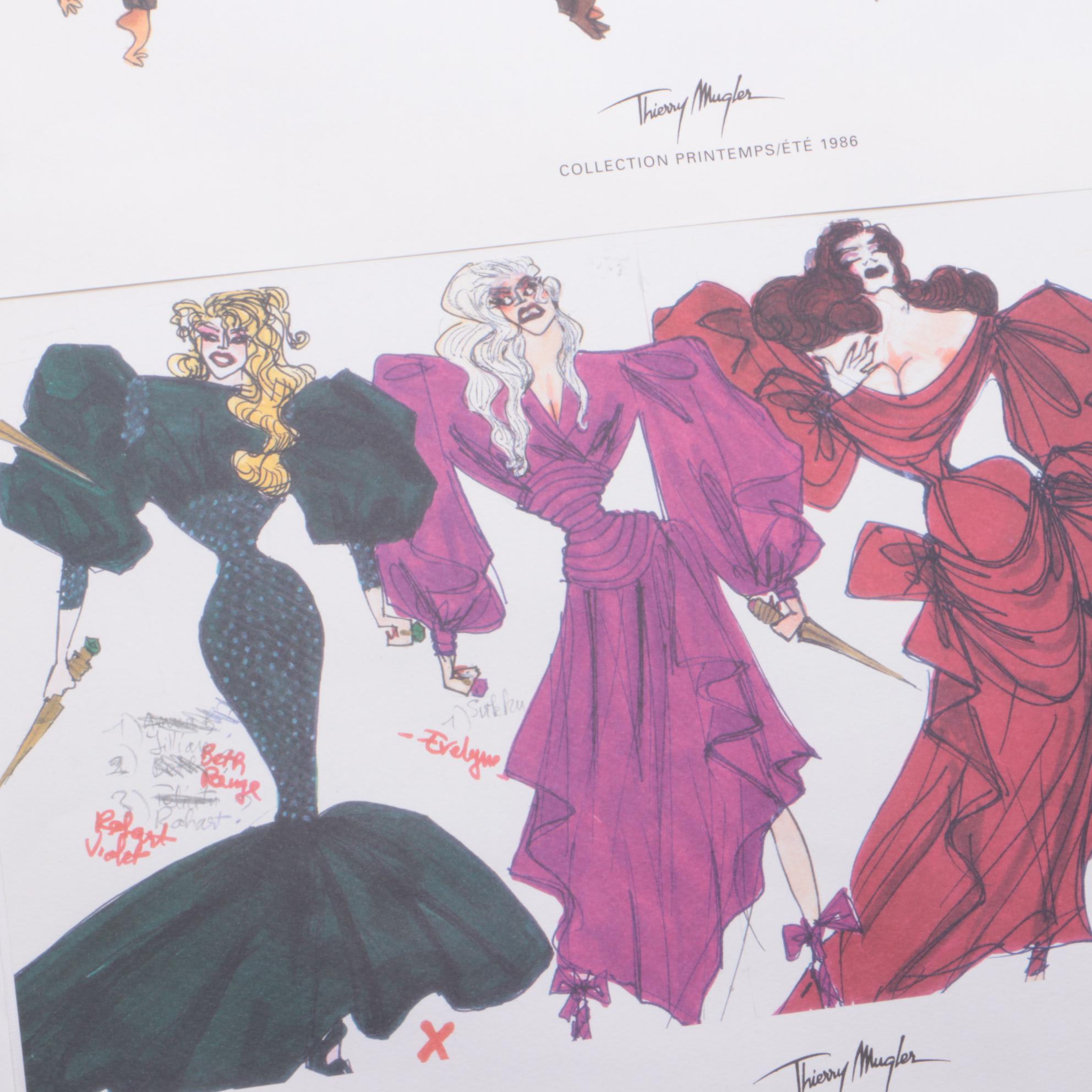 Offset Lithograph Portfolio after Thierry Mugler Fashion Illustrations, 1998