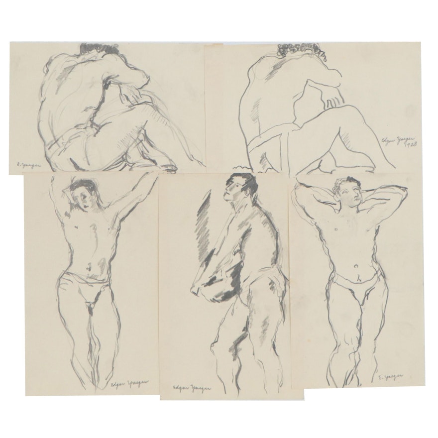 Edgar Yaeger Graphite Figure Studies, circa 1928