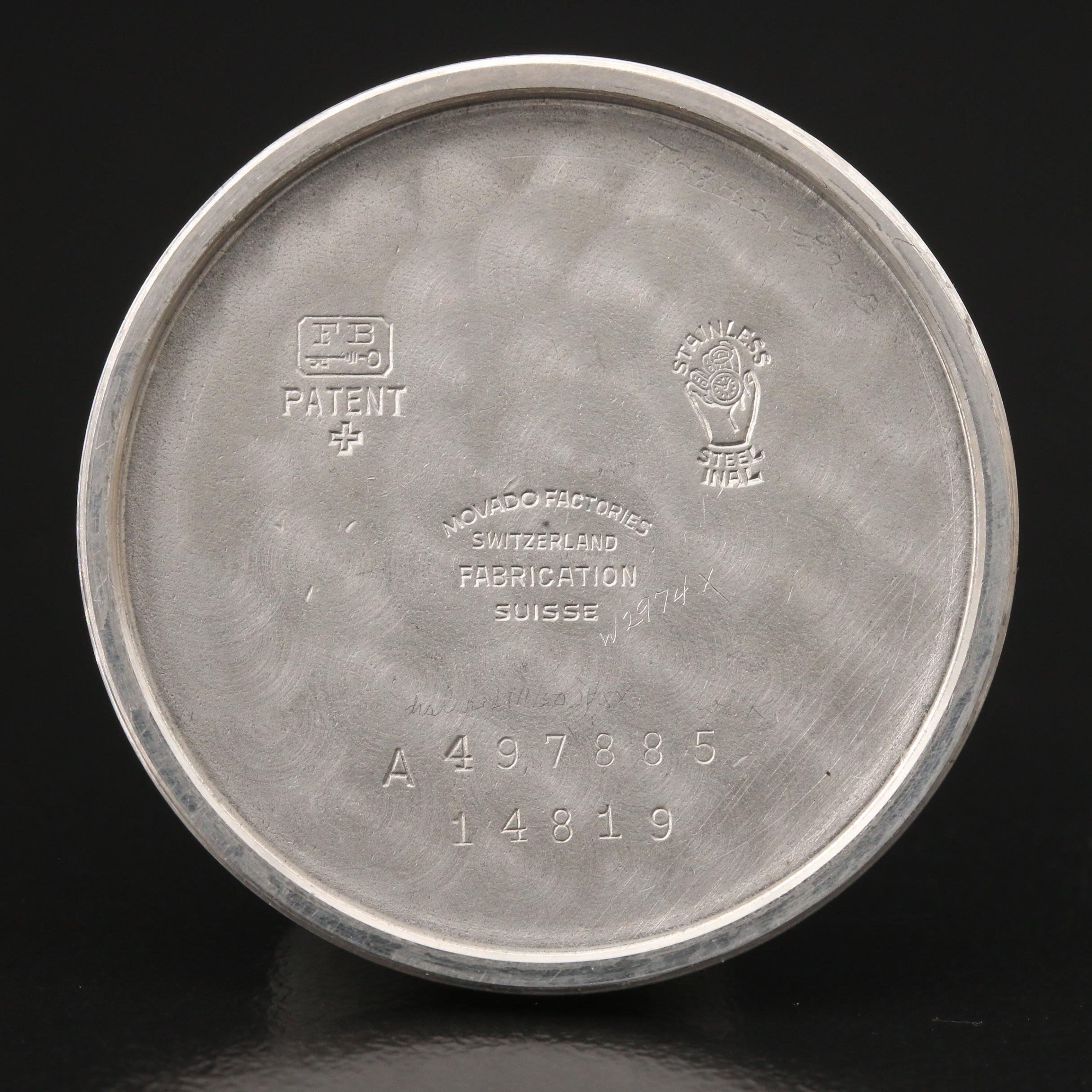 Vintage Movado Calendograf Stainless Steel Stem Wind Watch