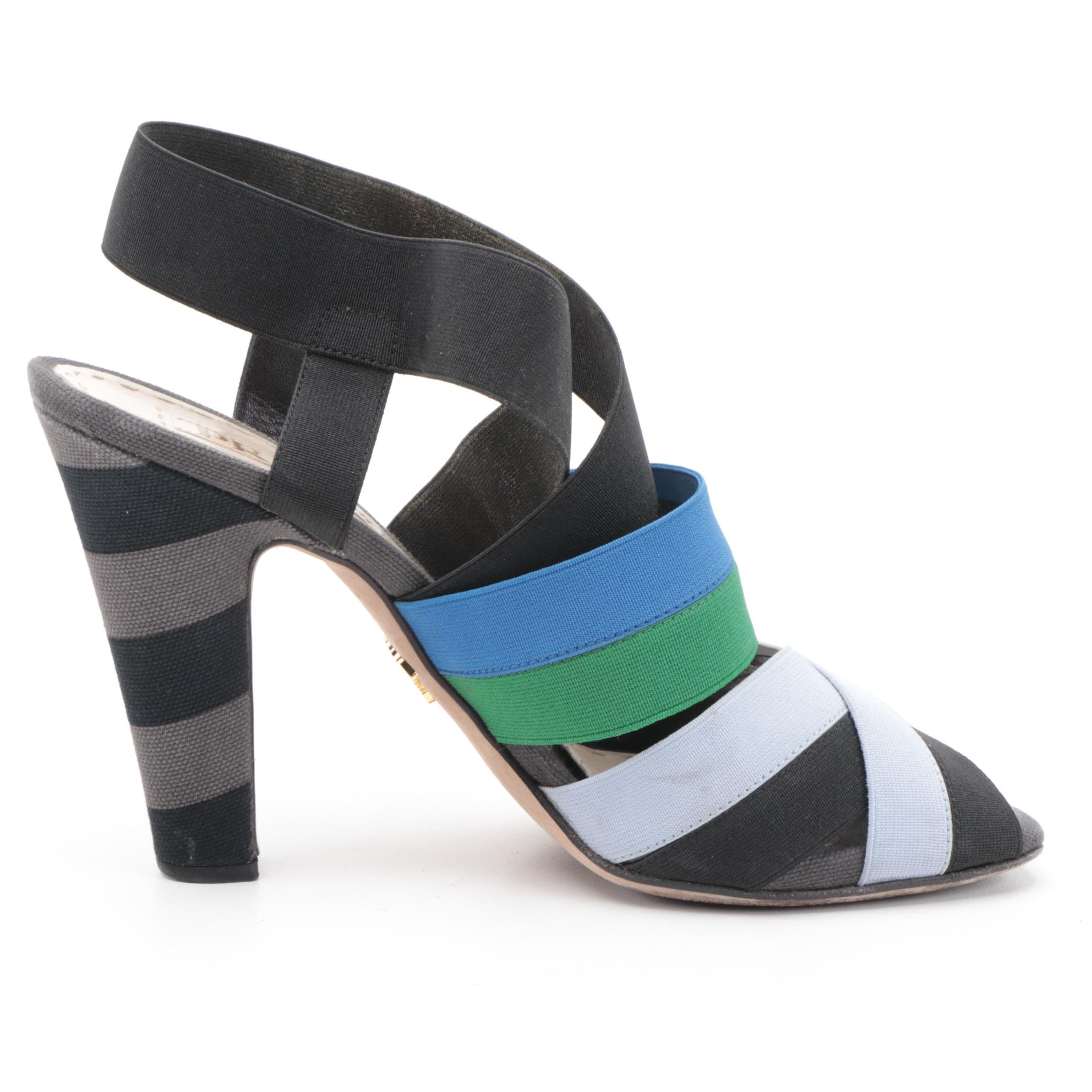Prada Multicolor Elastic High-Heeled Sandals with Box