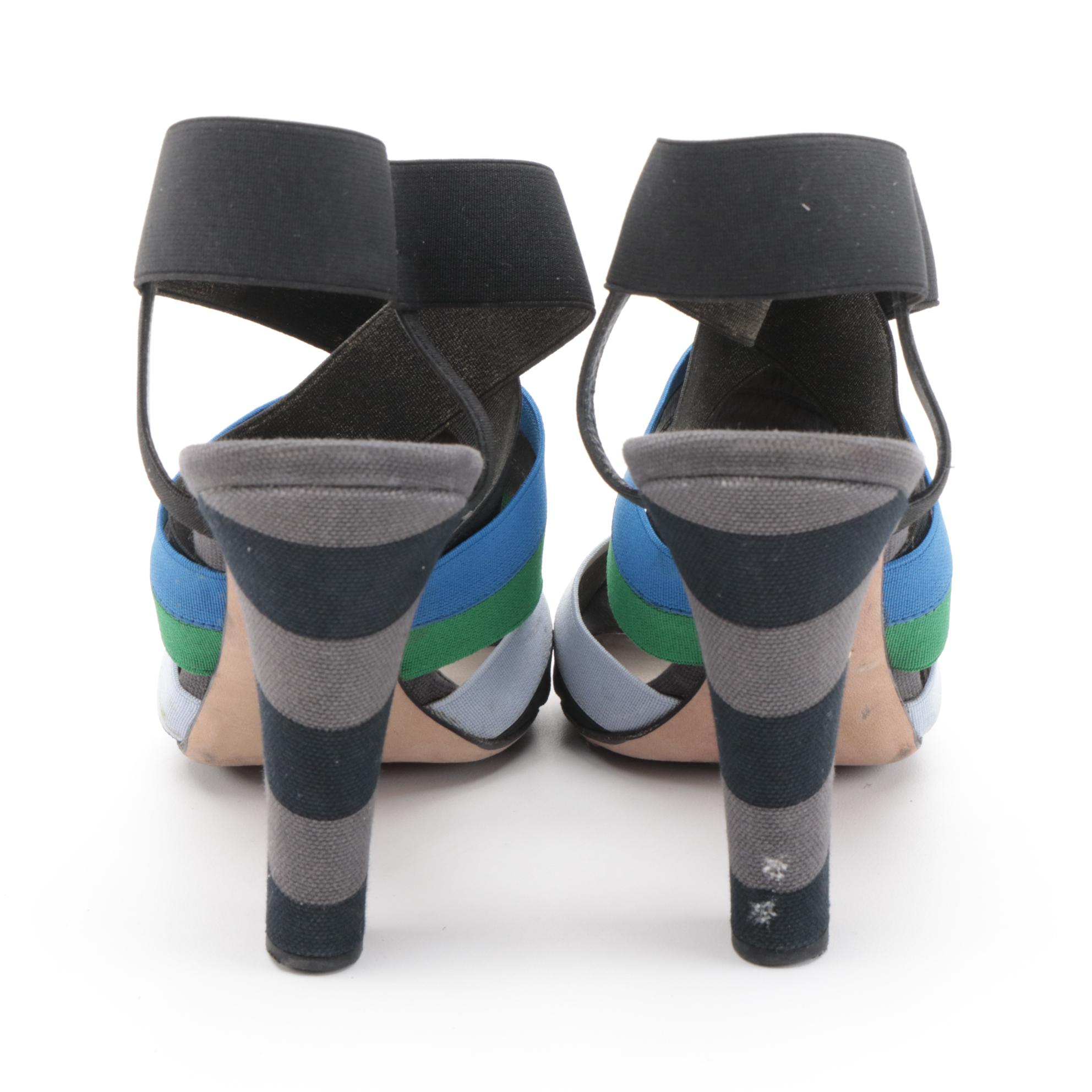 Prada Multicolor Elastic High-Heeled Sandals with Box