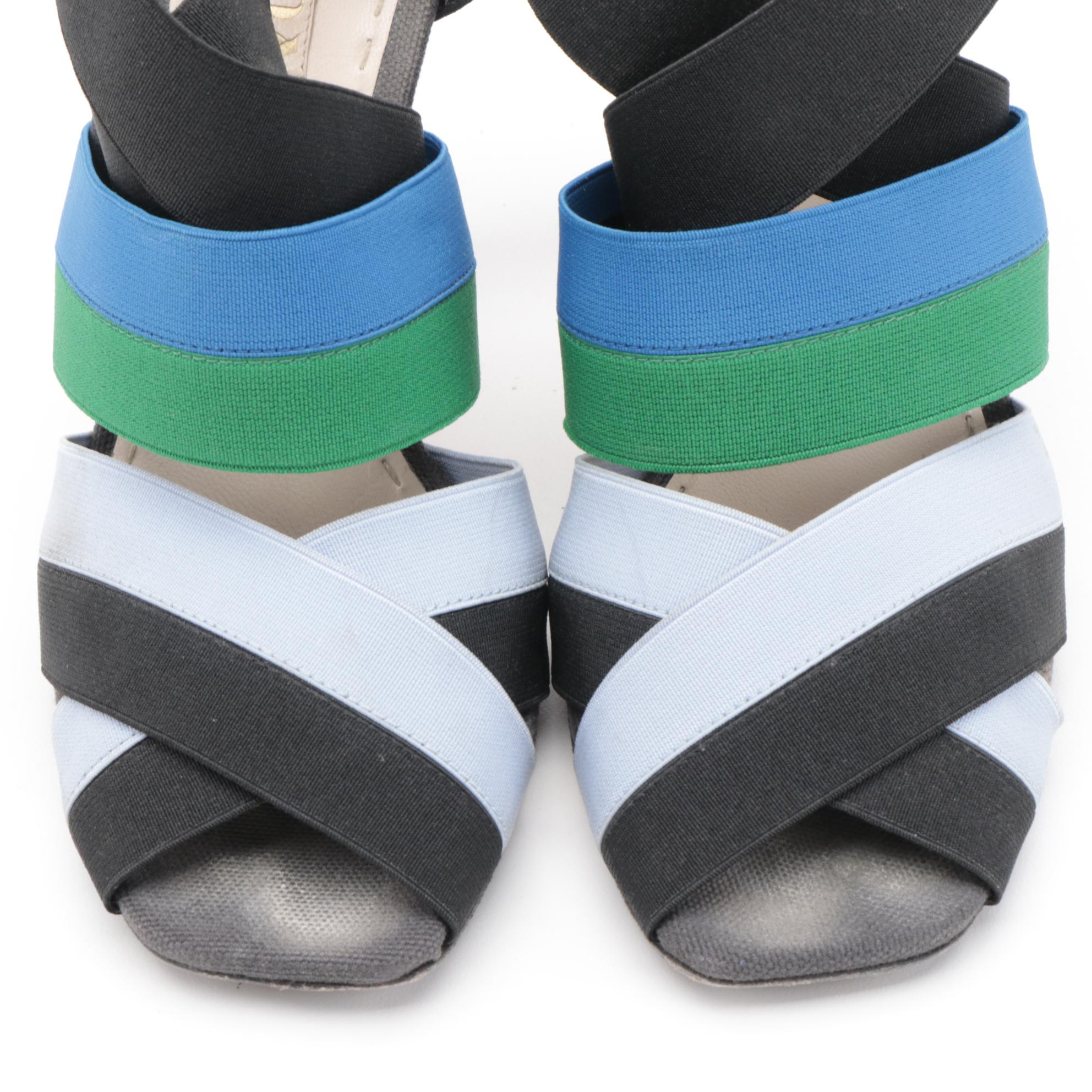 Prada Multicolor Elastic High-Heeled Sandals with Box