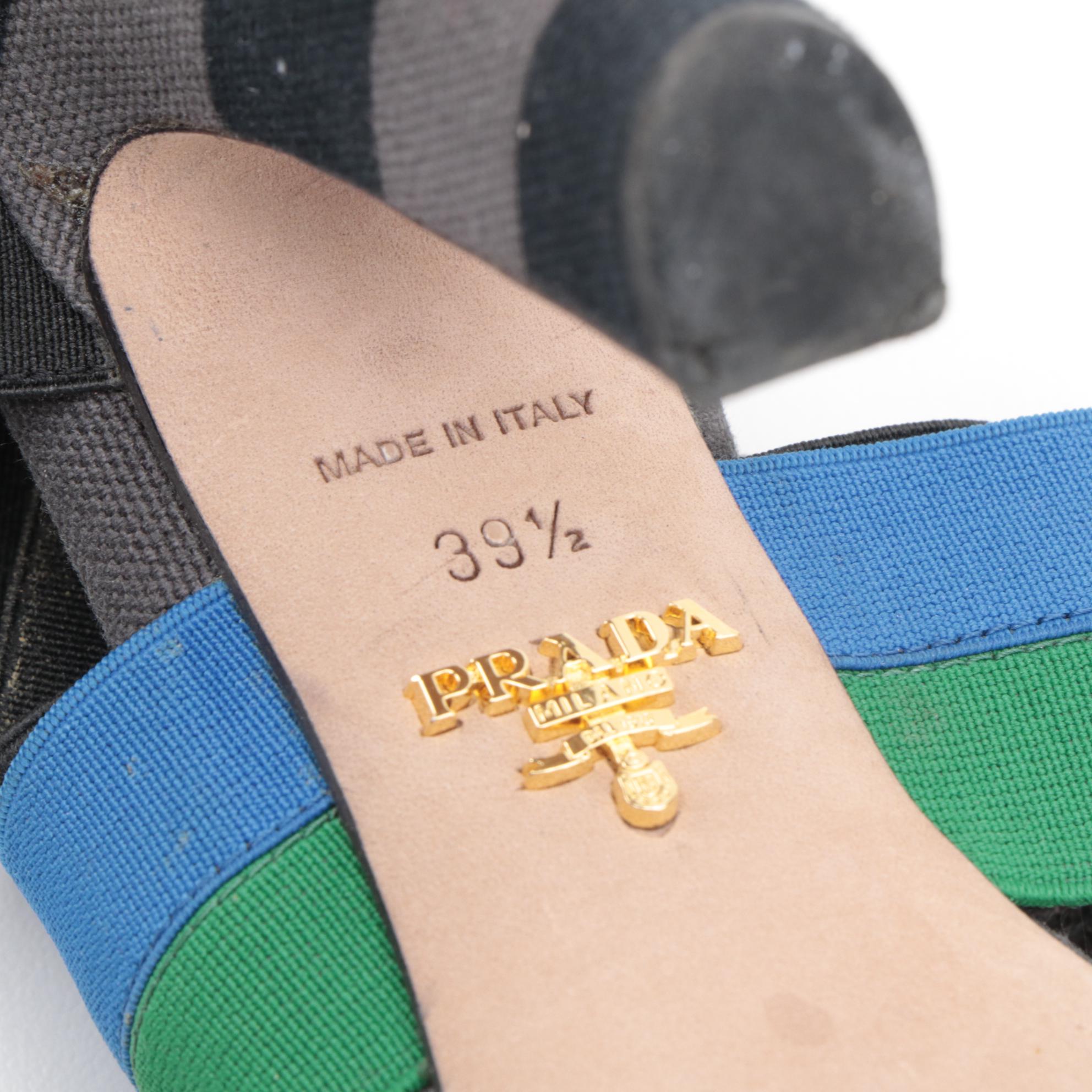 Prada Multicolor Elastic High-Heeled Sandals with Box