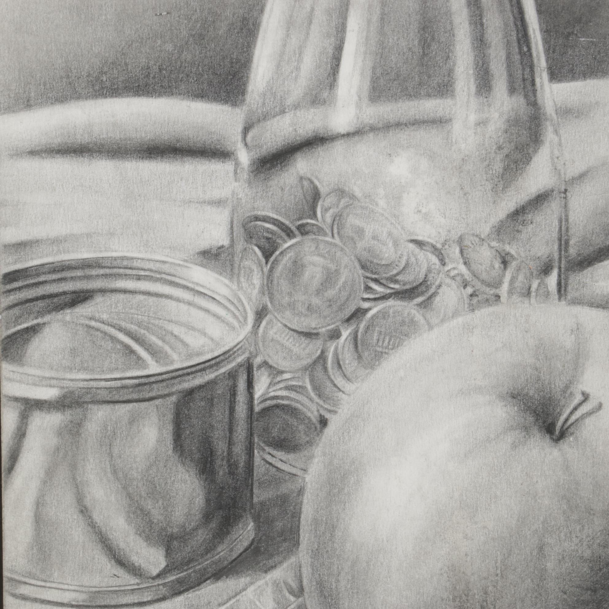 Jason Lewis Still Life Graphite Drawing, Late 20th Century