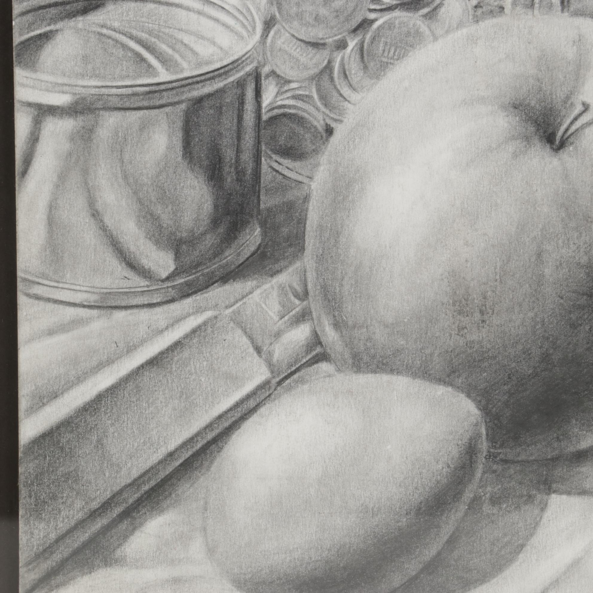 Jason Lewis Still Life Graphite Drawing, Late 20th Century