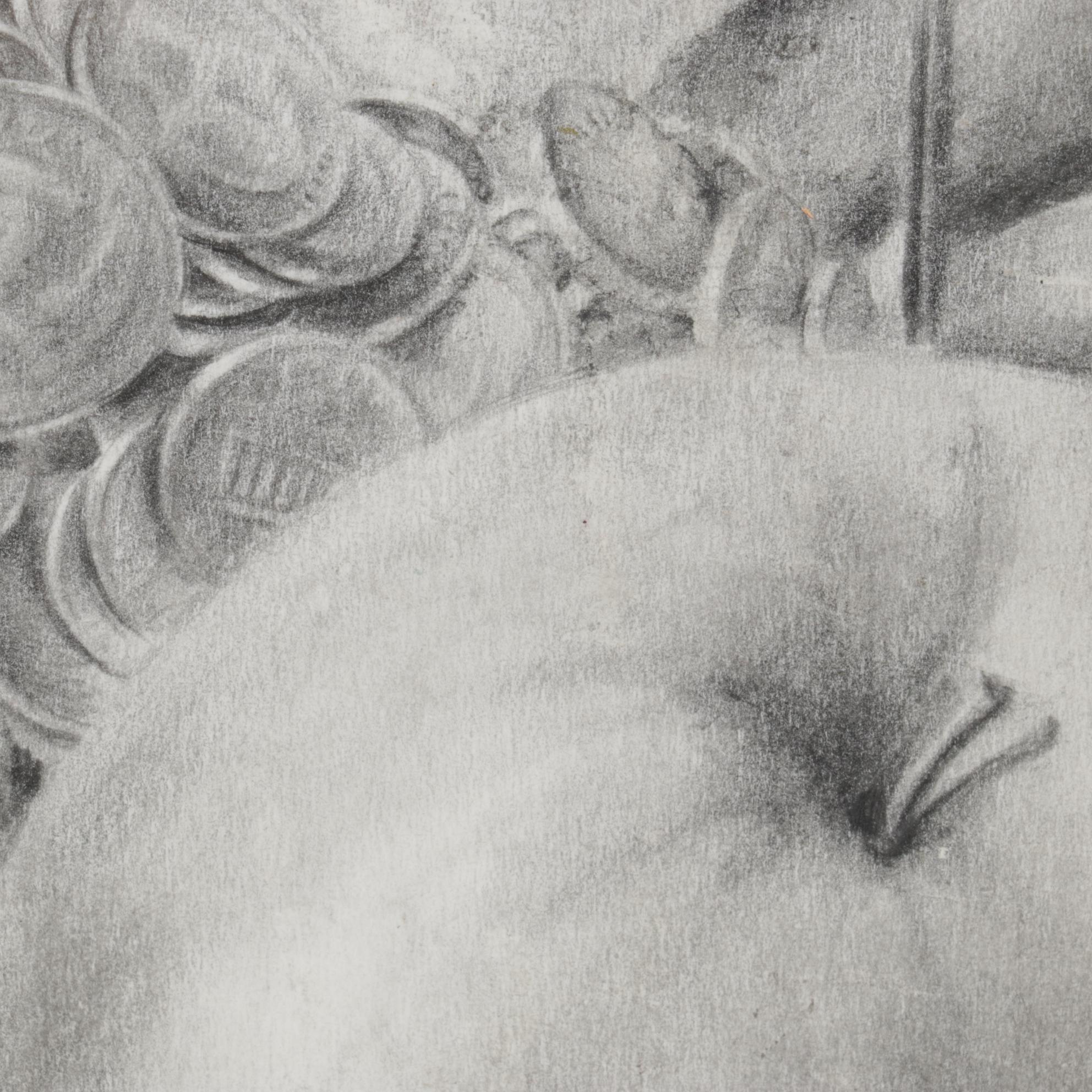 Jason Lewis Still Life Graphite Drawing, Late 20th Century