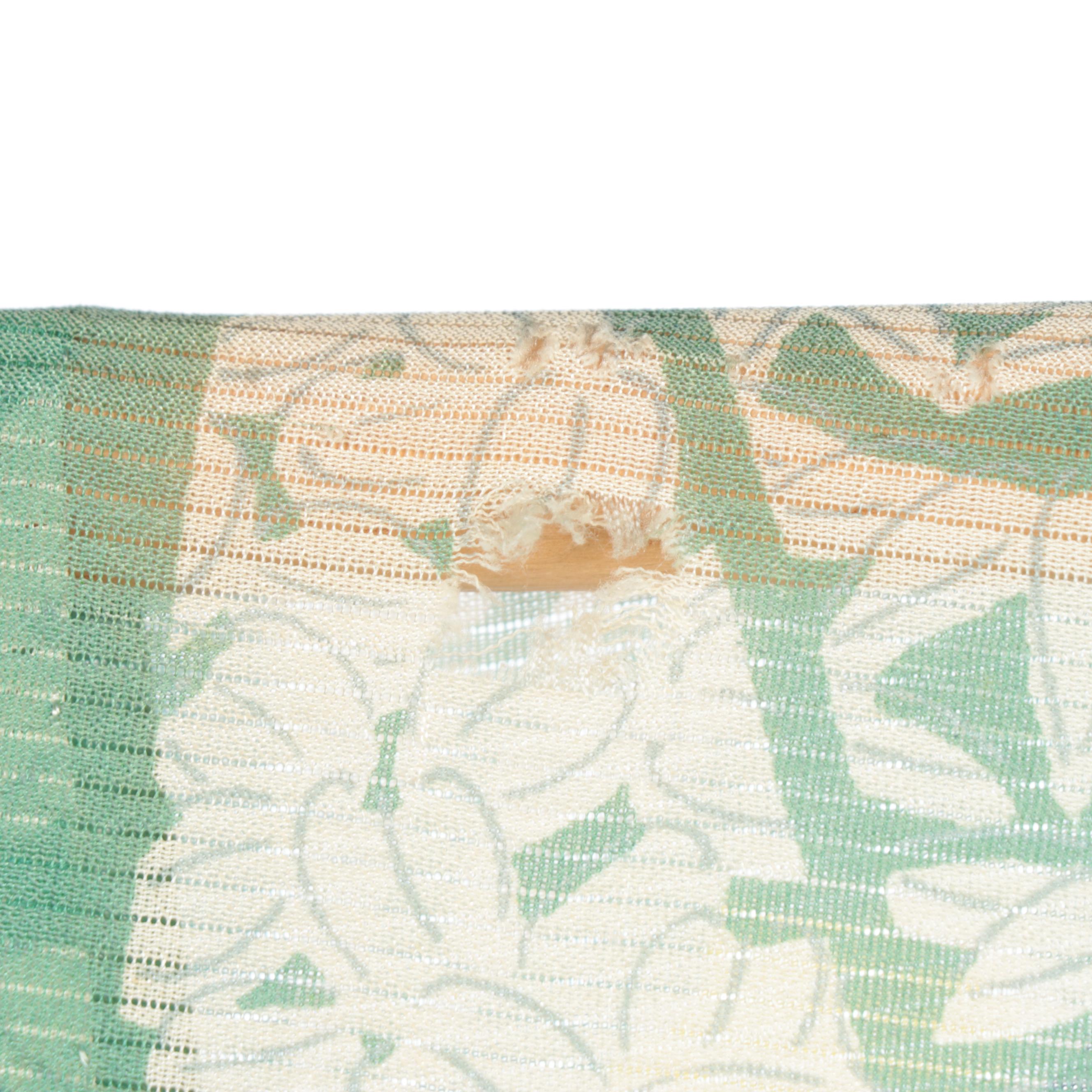 Ro Woven Green Floral Silk Natsu Kimono, Shōwa Period