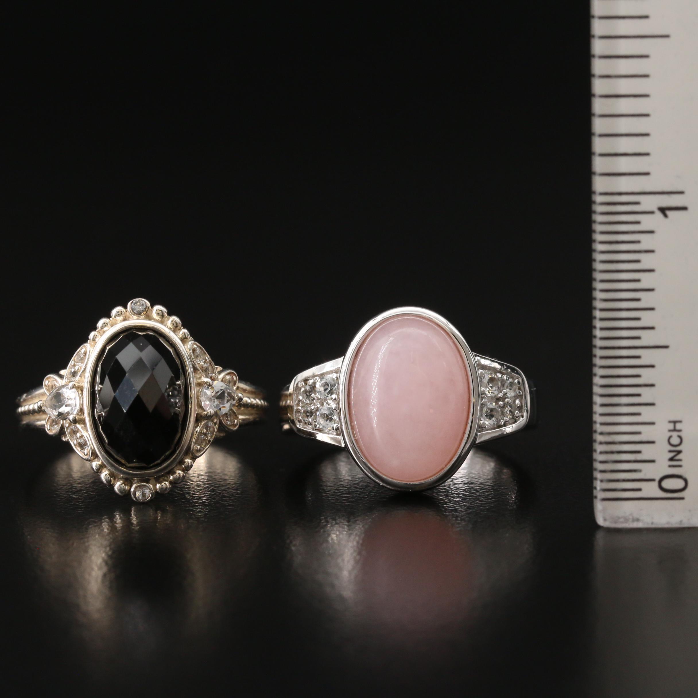 Sterling Rings Featuring Diamond, Black Spinel, Rose Quartz and More