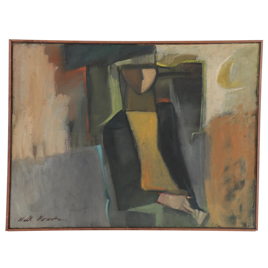 Walter Stomps Abstract Oil Painting "Nughardt," 1958