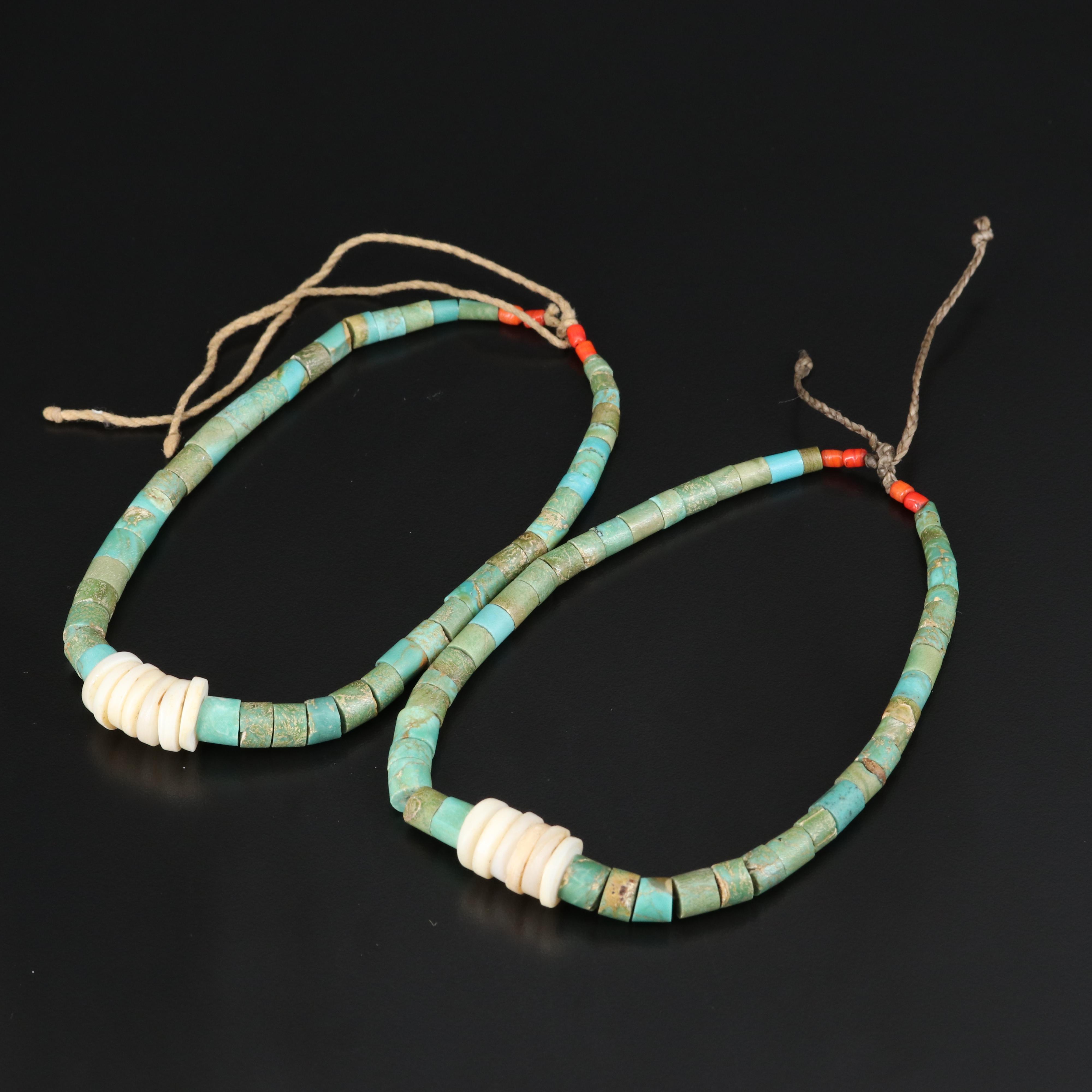 Turquoise, Bone and Coral Beaded Necklaces