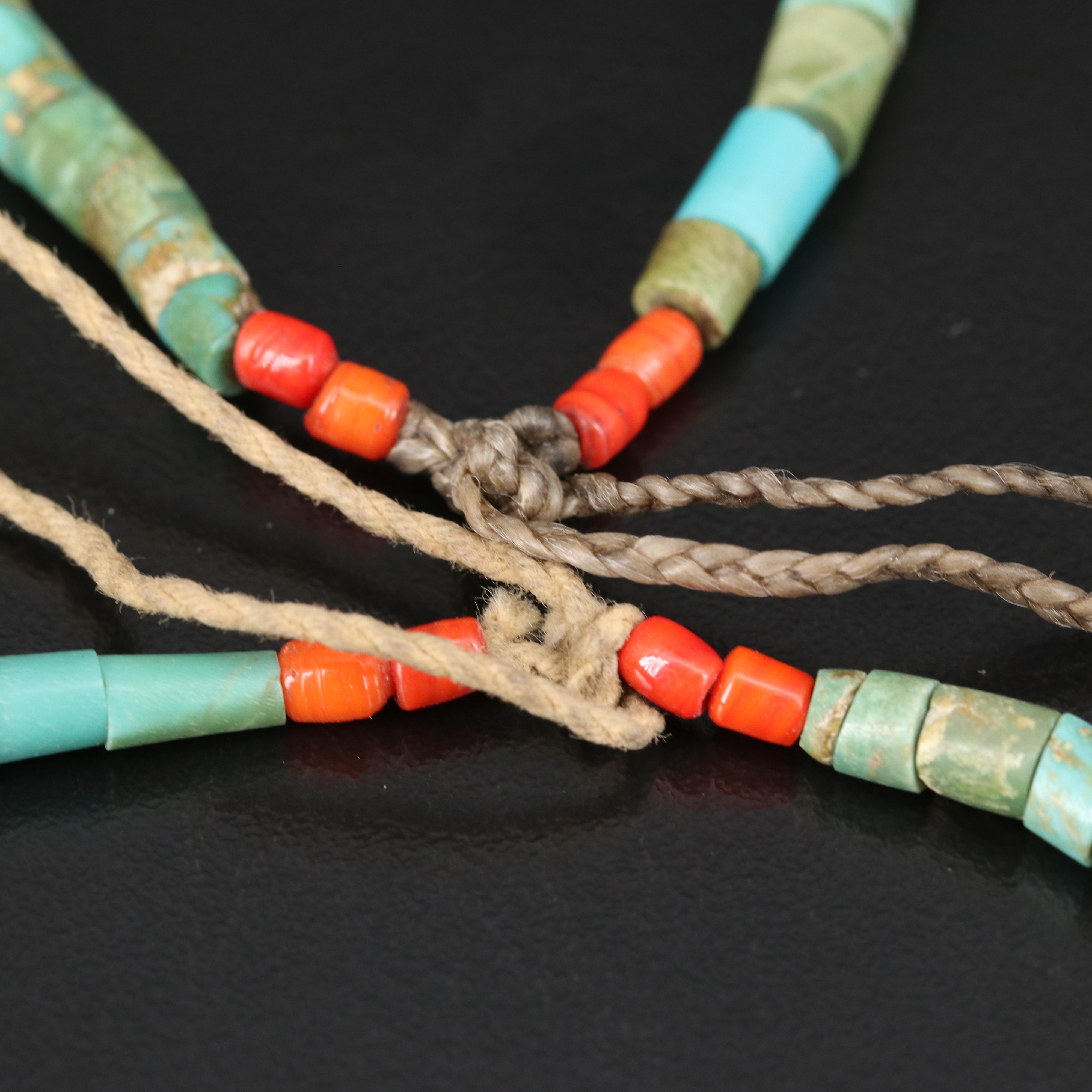 Turquoise, Bone and Coral Beaded Necklaces