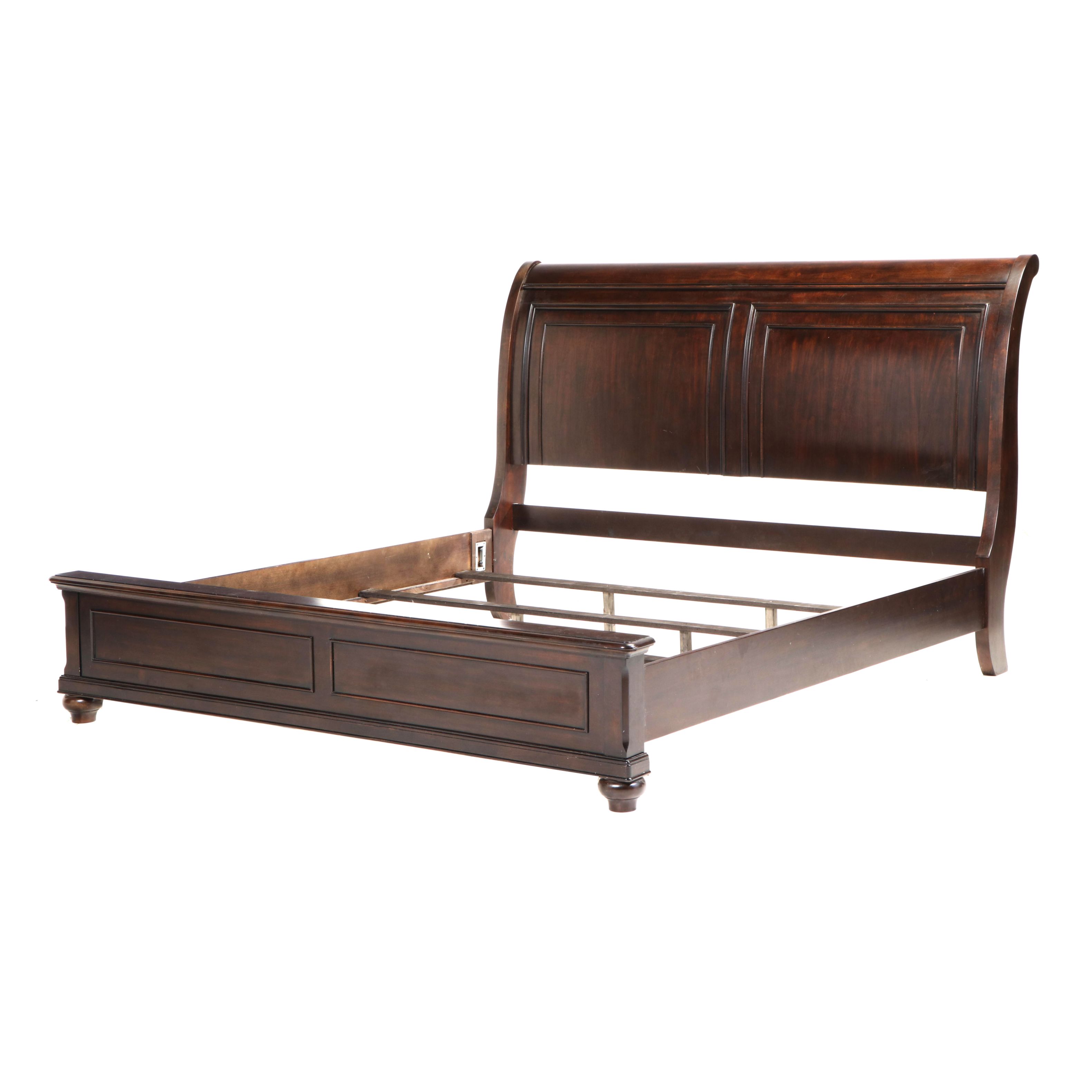 Contemporary Bedroom Set with King Size Sleigh Bed Frame, Dresser and Nightstand