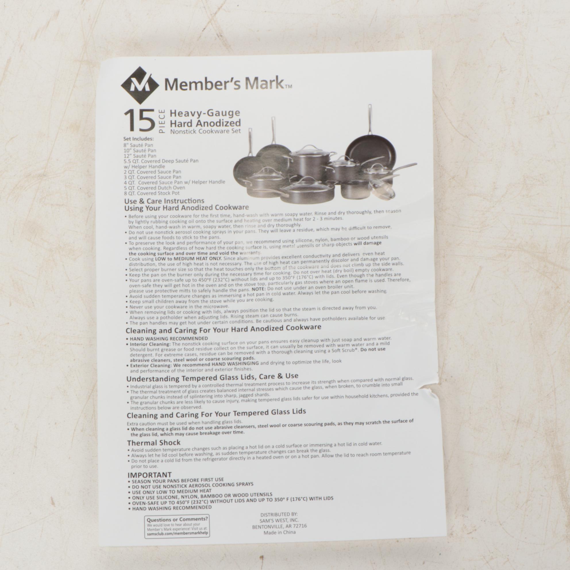 Member's Mark 15-Piece Hard Anodized Aluminum Cookware Set