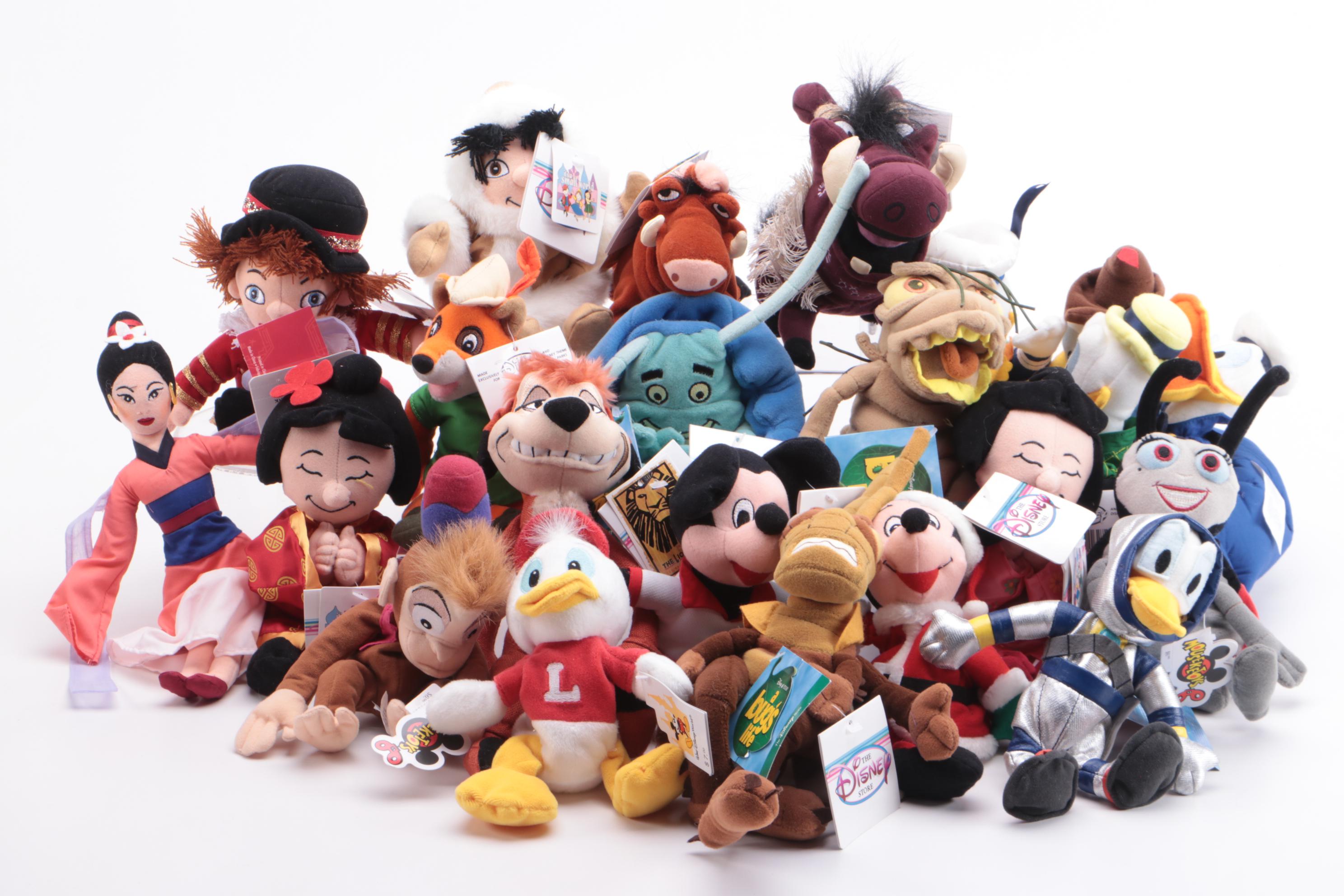 Walt Disney Plush Characters Including "Figment" and "A Bug's Life"