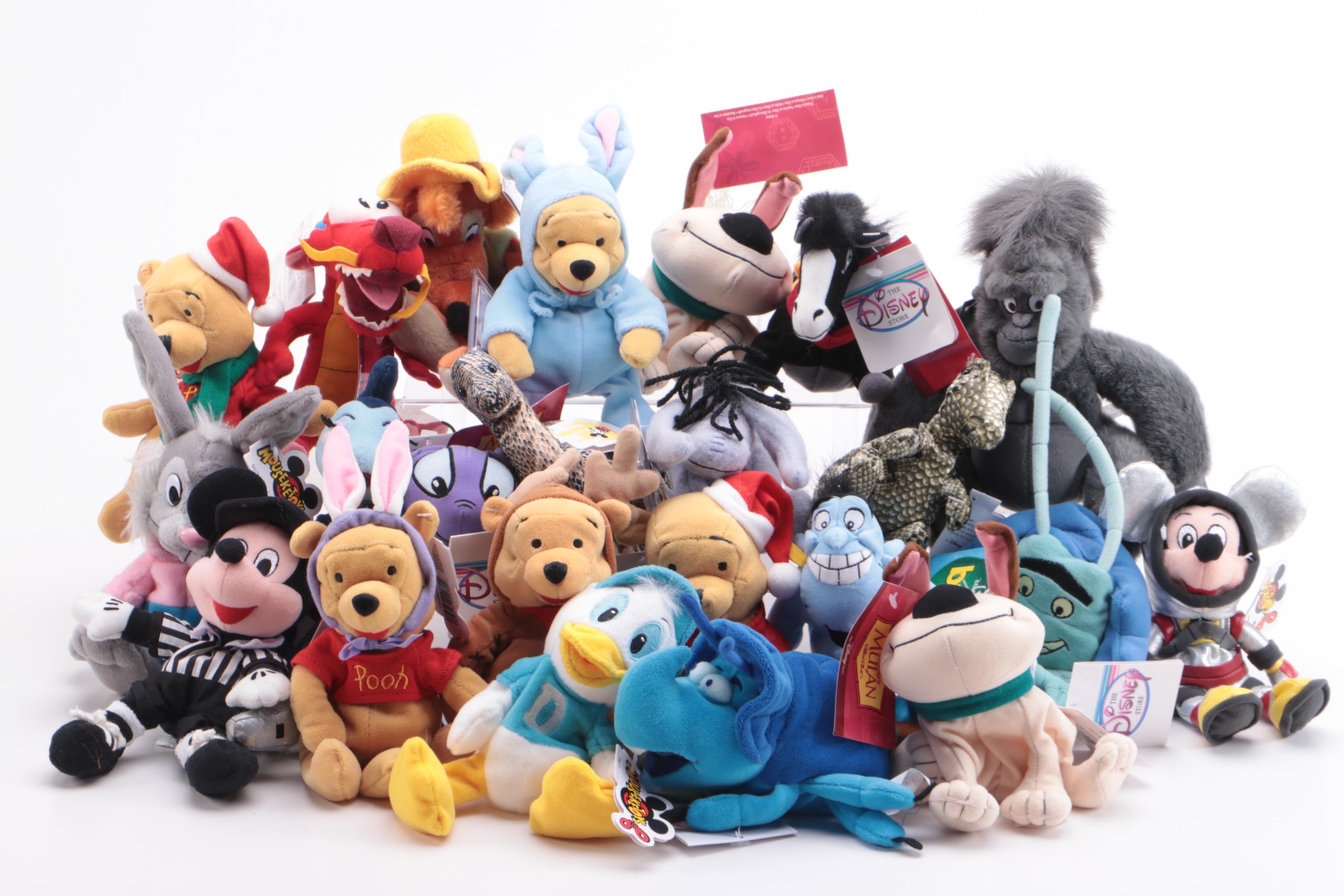 Walt Disney Plush Characters Including "Figment" and "A Bug's Life"