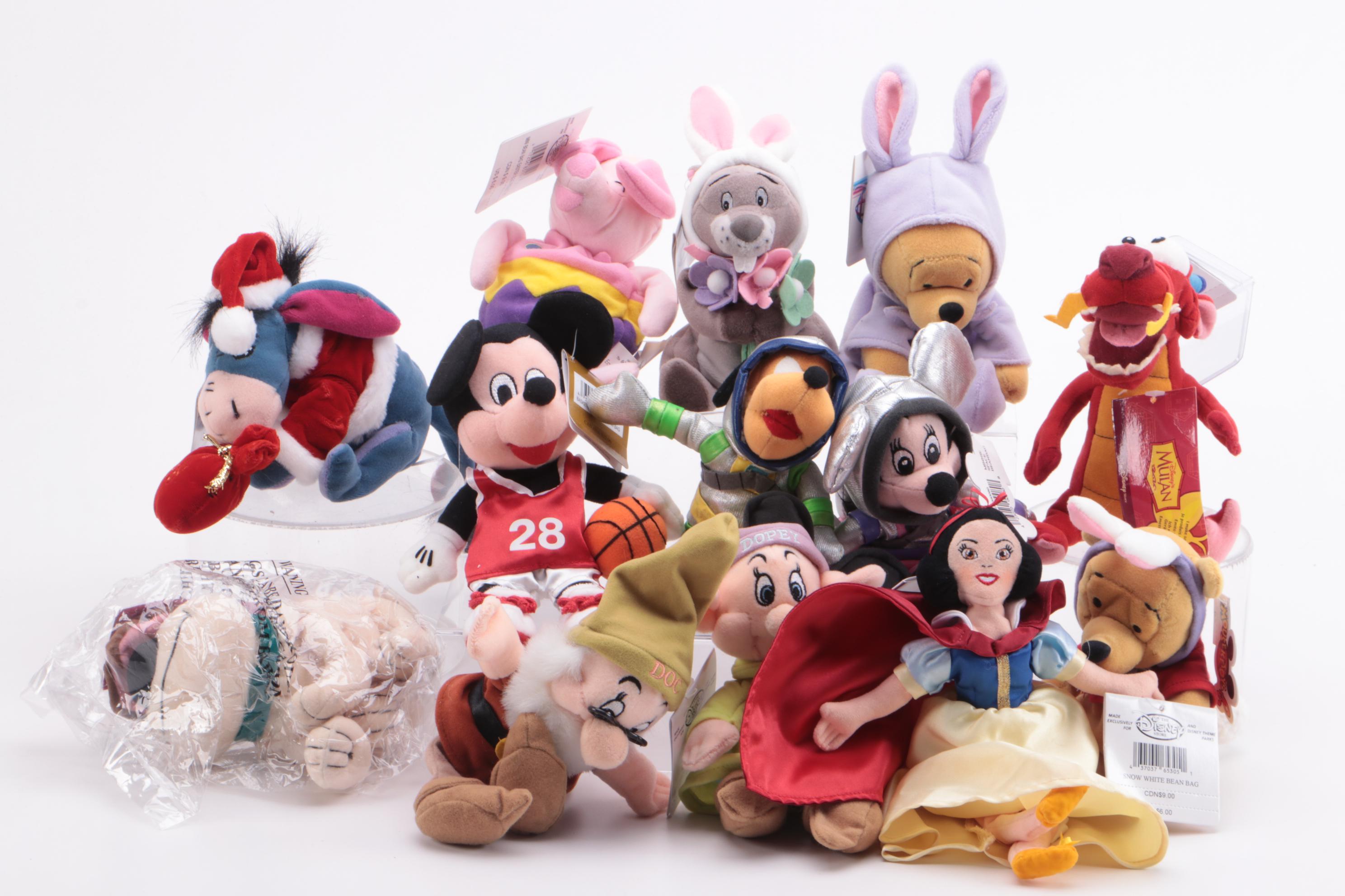 Walt Disney Plush Characters Including "Figment" and "A Bug's Life"