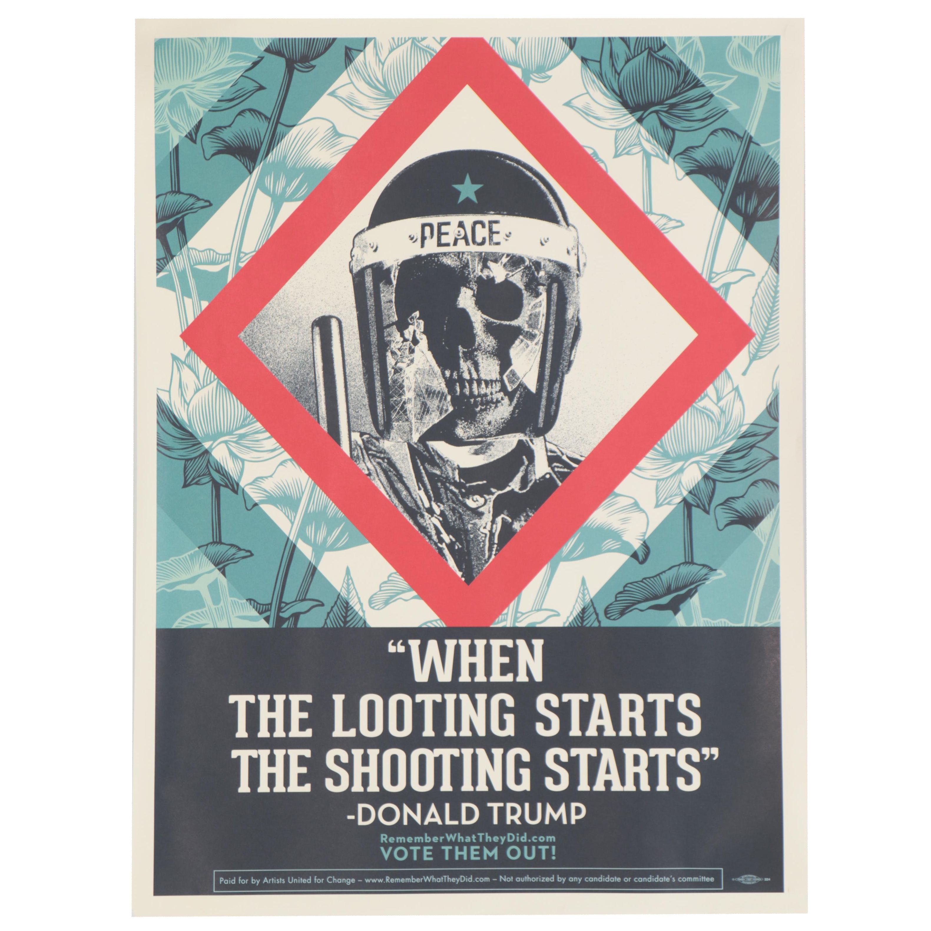 Shepard Fairey for Remember What They Did Offset Print "Vote Them Out!" 2020
