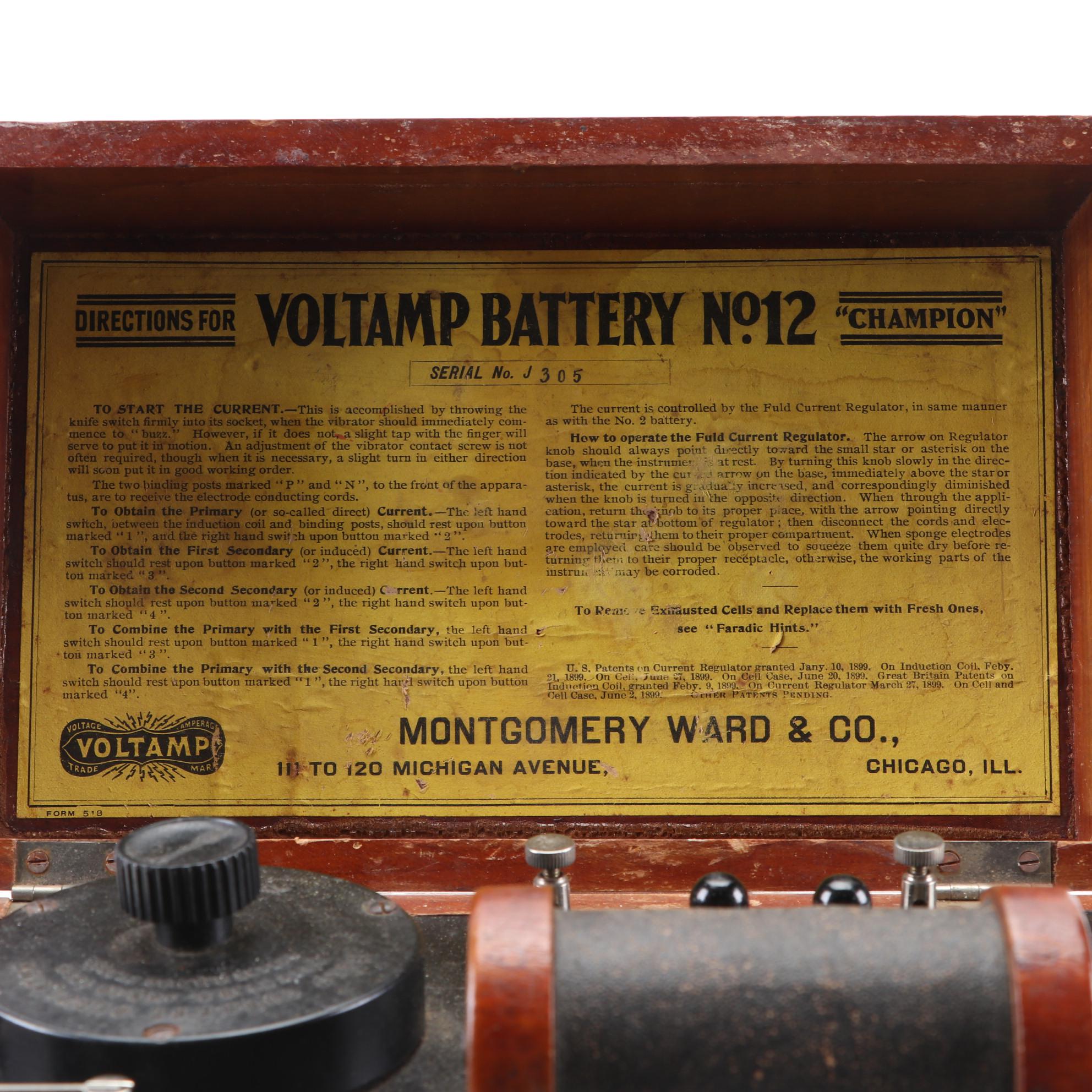 Montgomery Ward & Co. Voltamp "Battery No. 12 Champion" Electrotherapy Machine