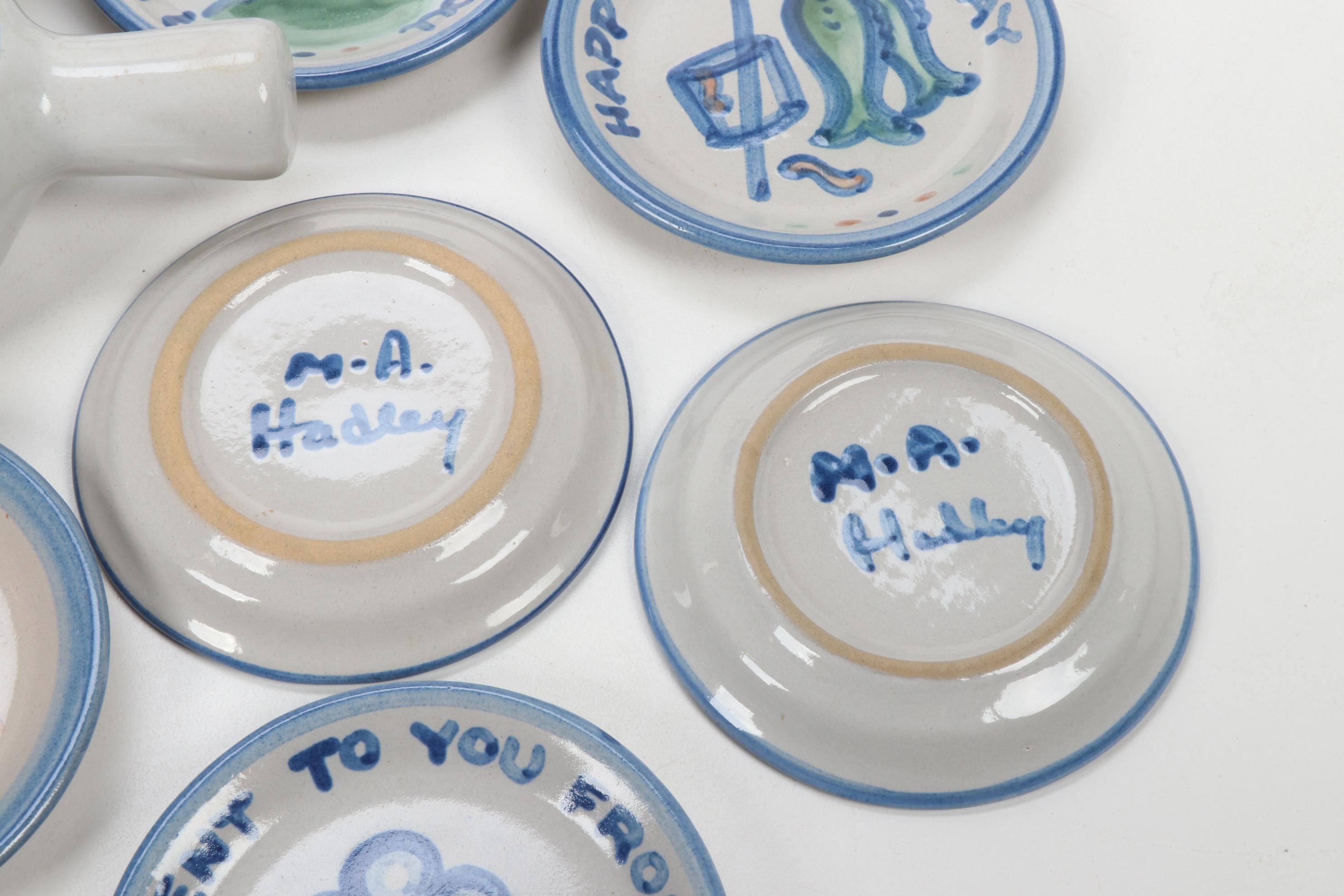 M.A. Hadley "Country Scene Blue" Stoneware Table Accessories and Serveware