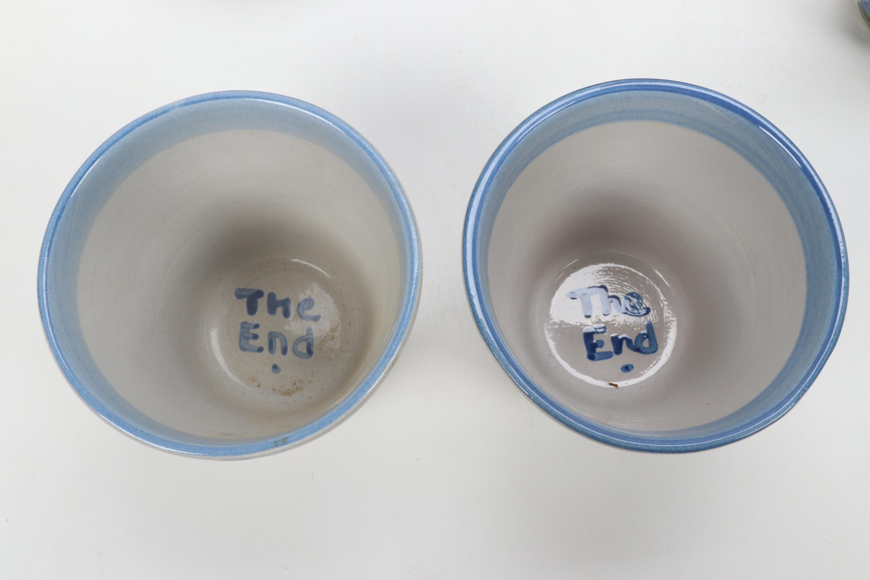 M.A. Hadley "Country Scene Blue" Stoneware Table Accessories and Serveware