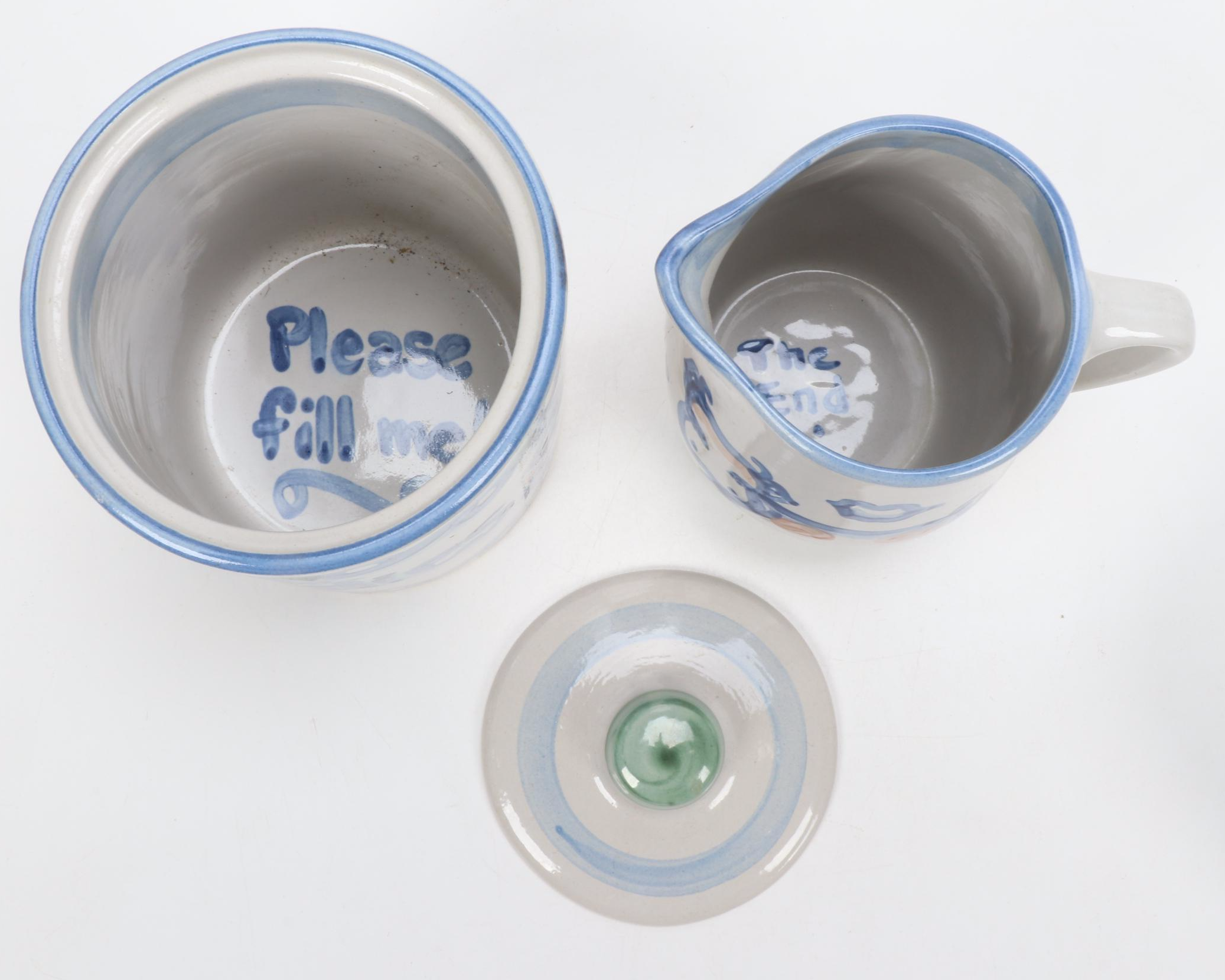 M.A. Hadley "Country Scene Blue" Stoneware Table Accessories and Serveware