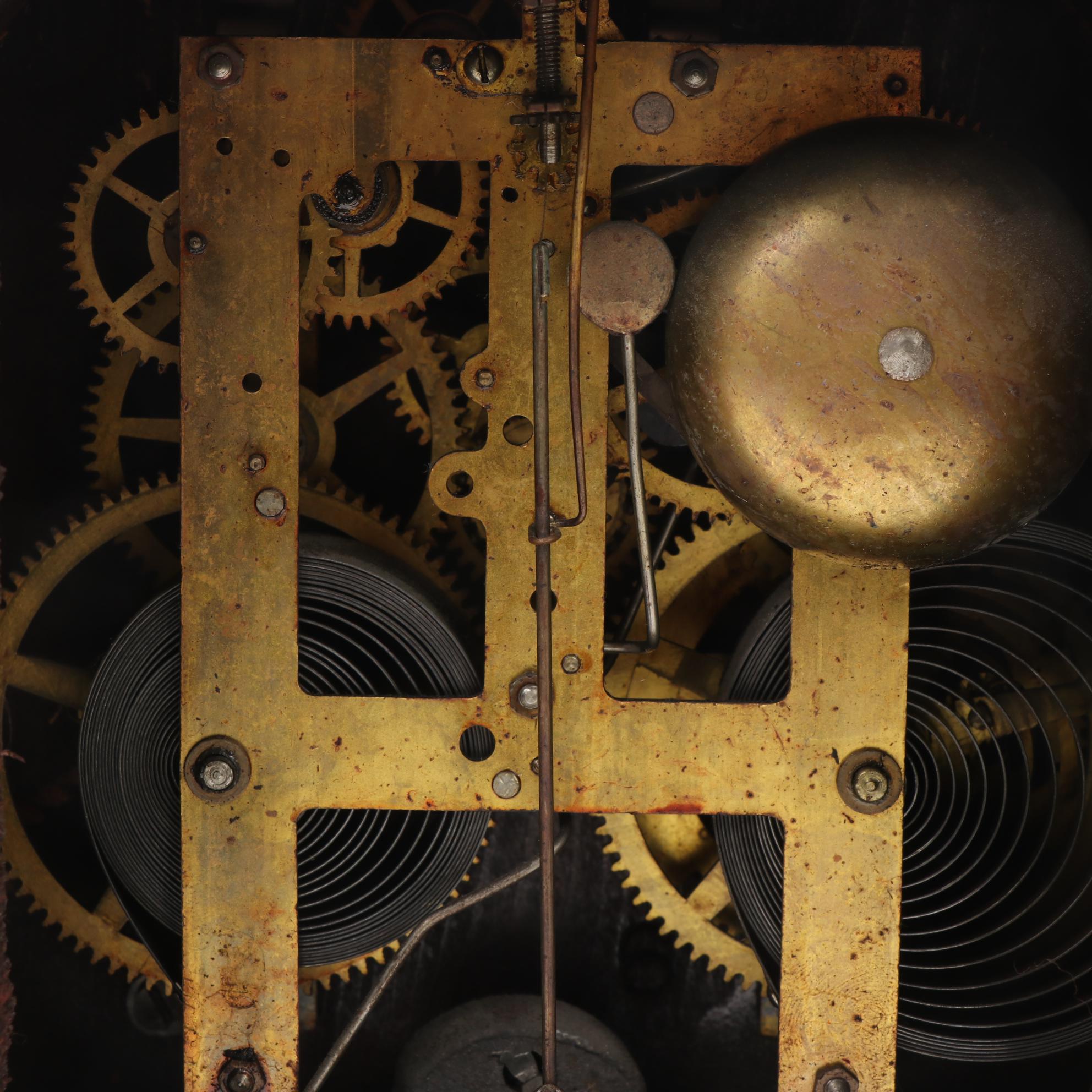 Sessions Walnut and Hamburg American  Etched Brass Tambour Mantle Clocks