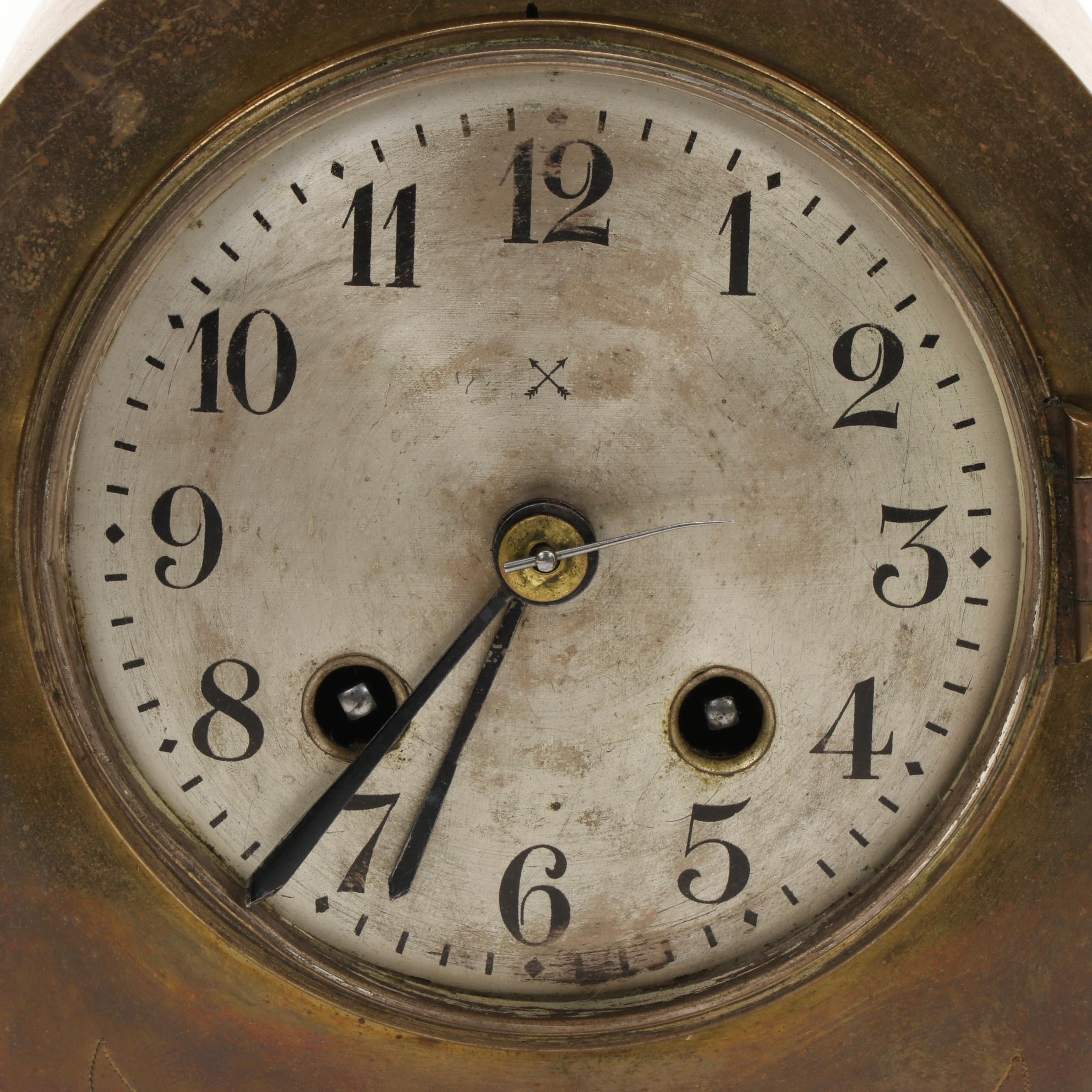 Sessions Walnut and Hamburg American  Etched Brass Tambour Mantle Clocks