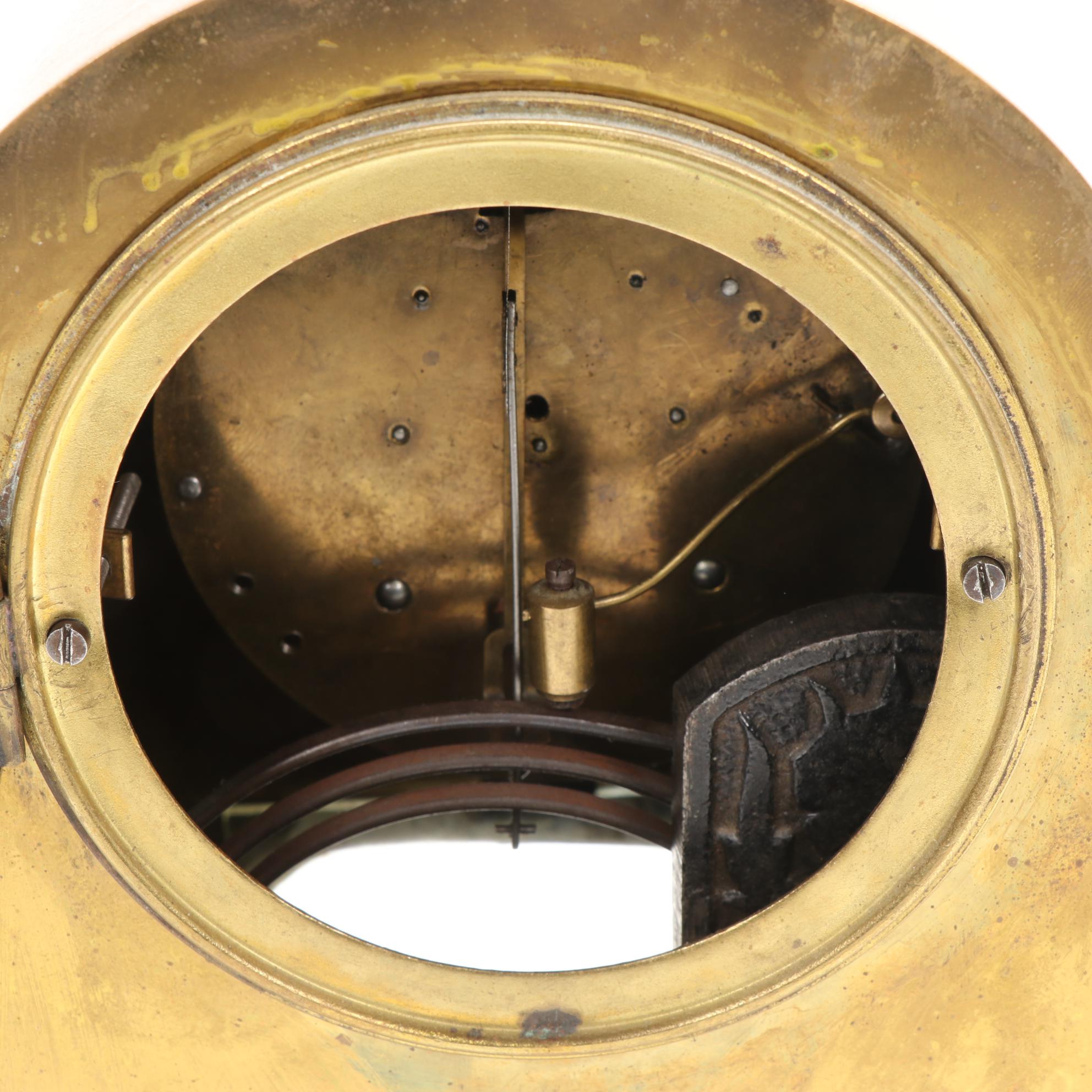 Sessions Walnut and Hamburg American  Etched Brass Tambour Mantle Clocks