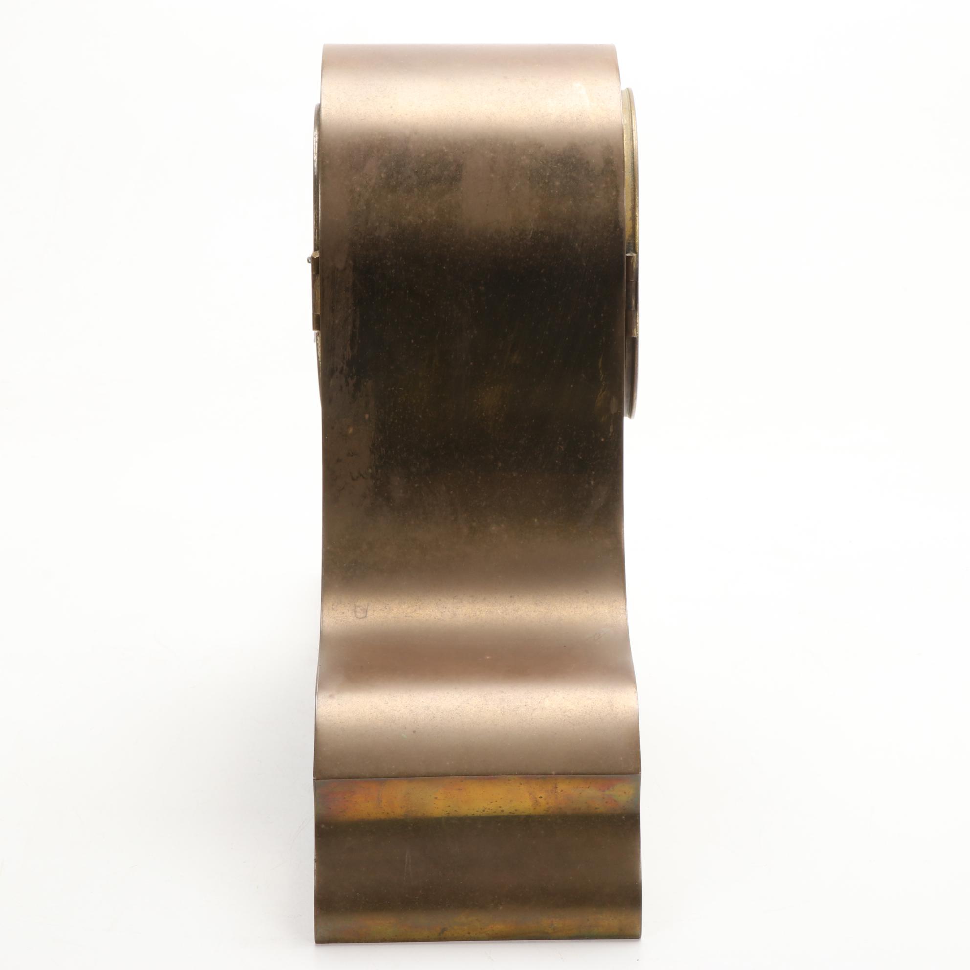 Sessions Walnut and Hamburg American  Etched Brass Tambour Mantle Clocks