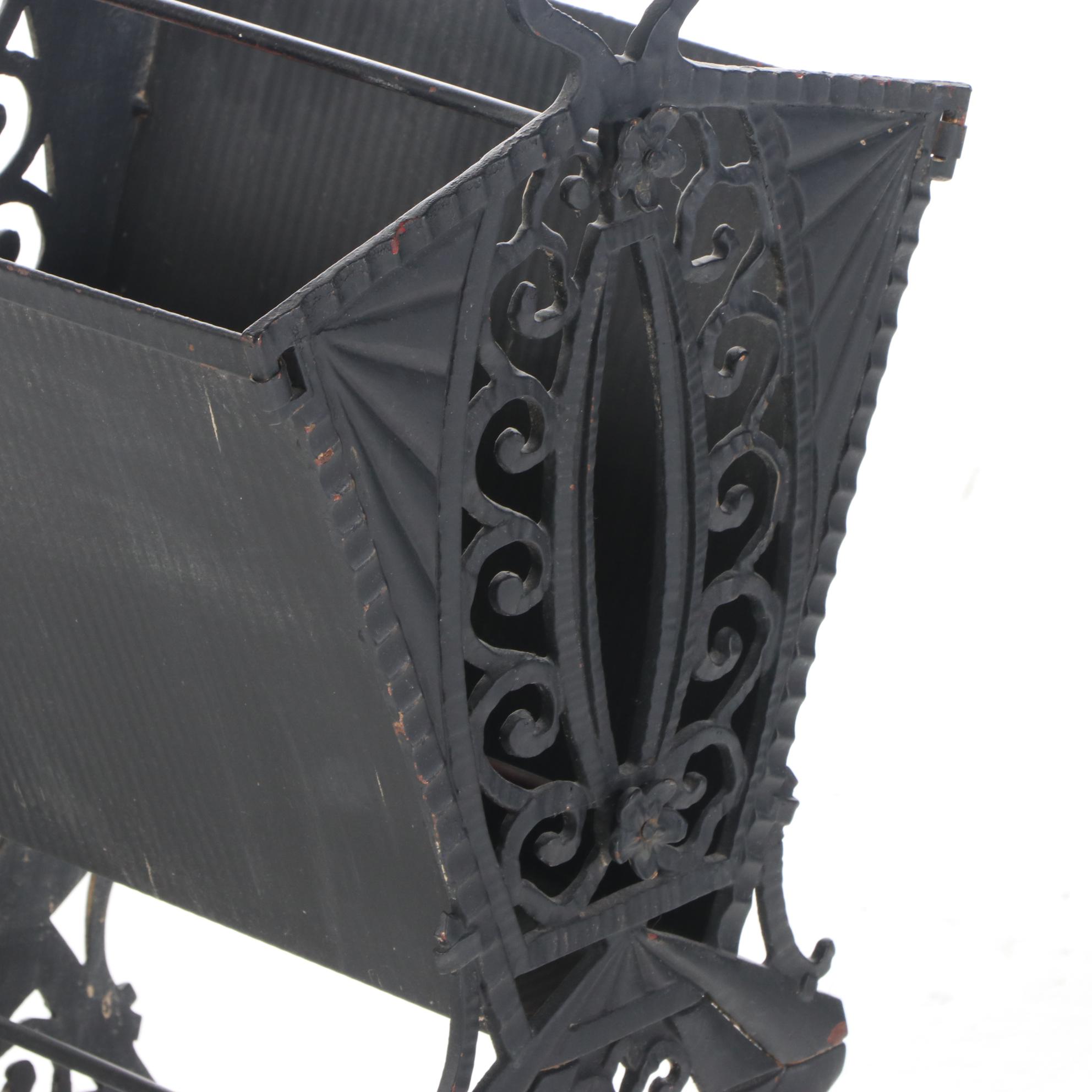 Verona Art Deco Cast Iron Magazine Rack, circa 1930