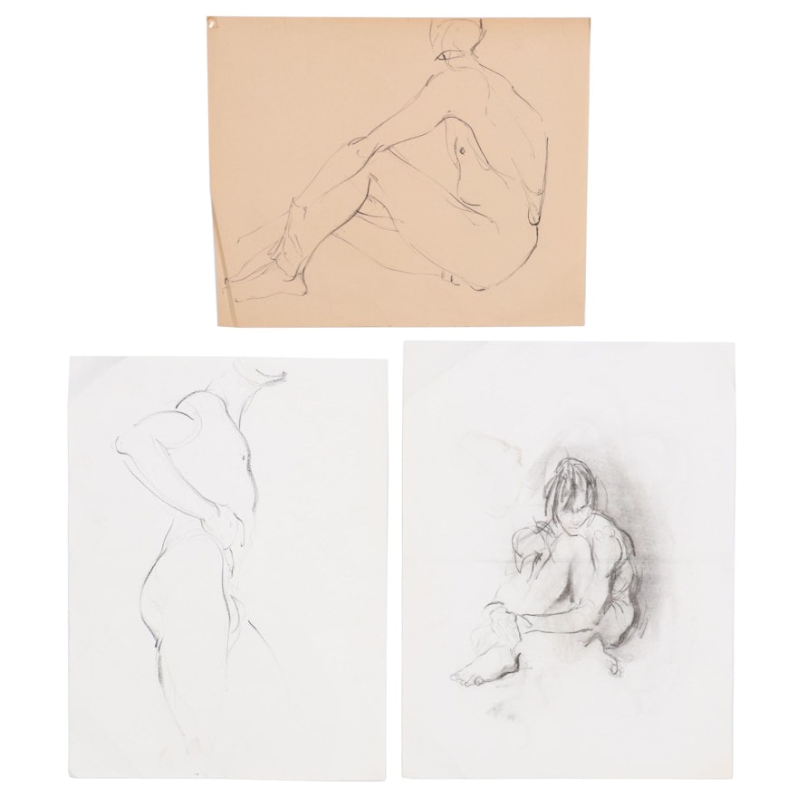 John Tuska Nude Figure Study Charcoal Drawings