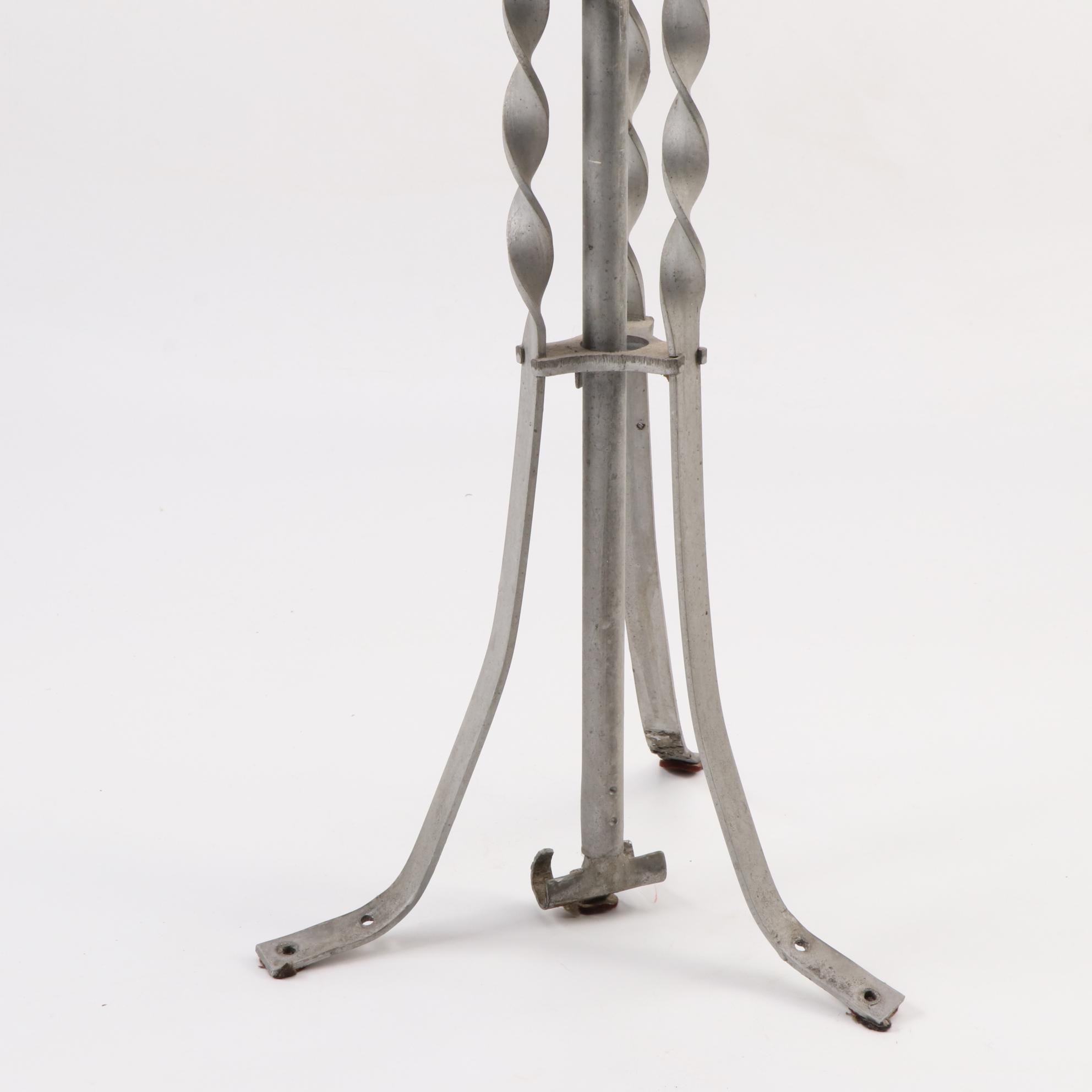 Wrought Iron Lightning Rod with Milk Glass Bulb