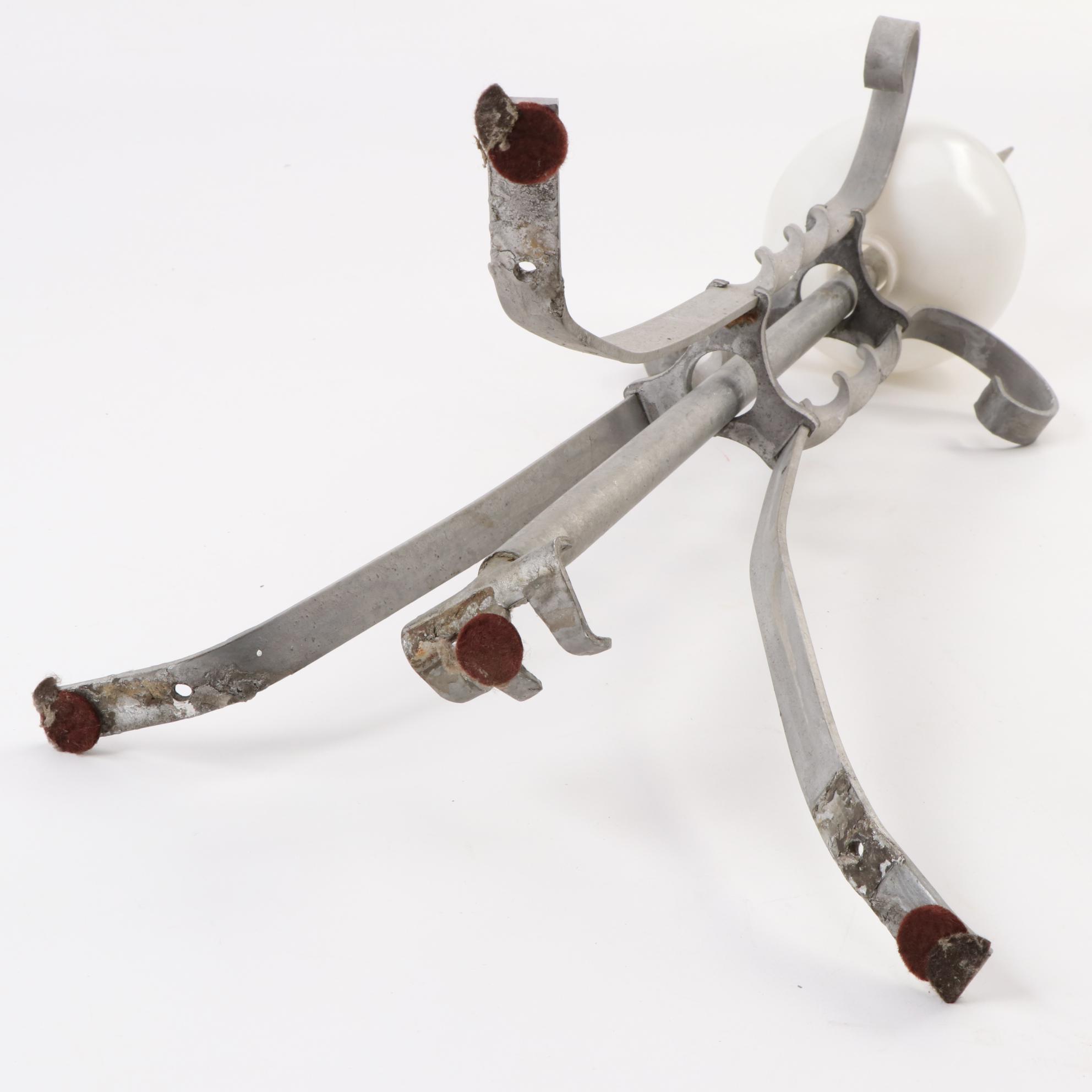 Wrought Iron Lightning Rod with Milk Glass Bulb