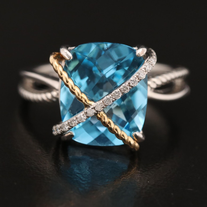 EFFY Sterling Topaz Ring with 18K Accent