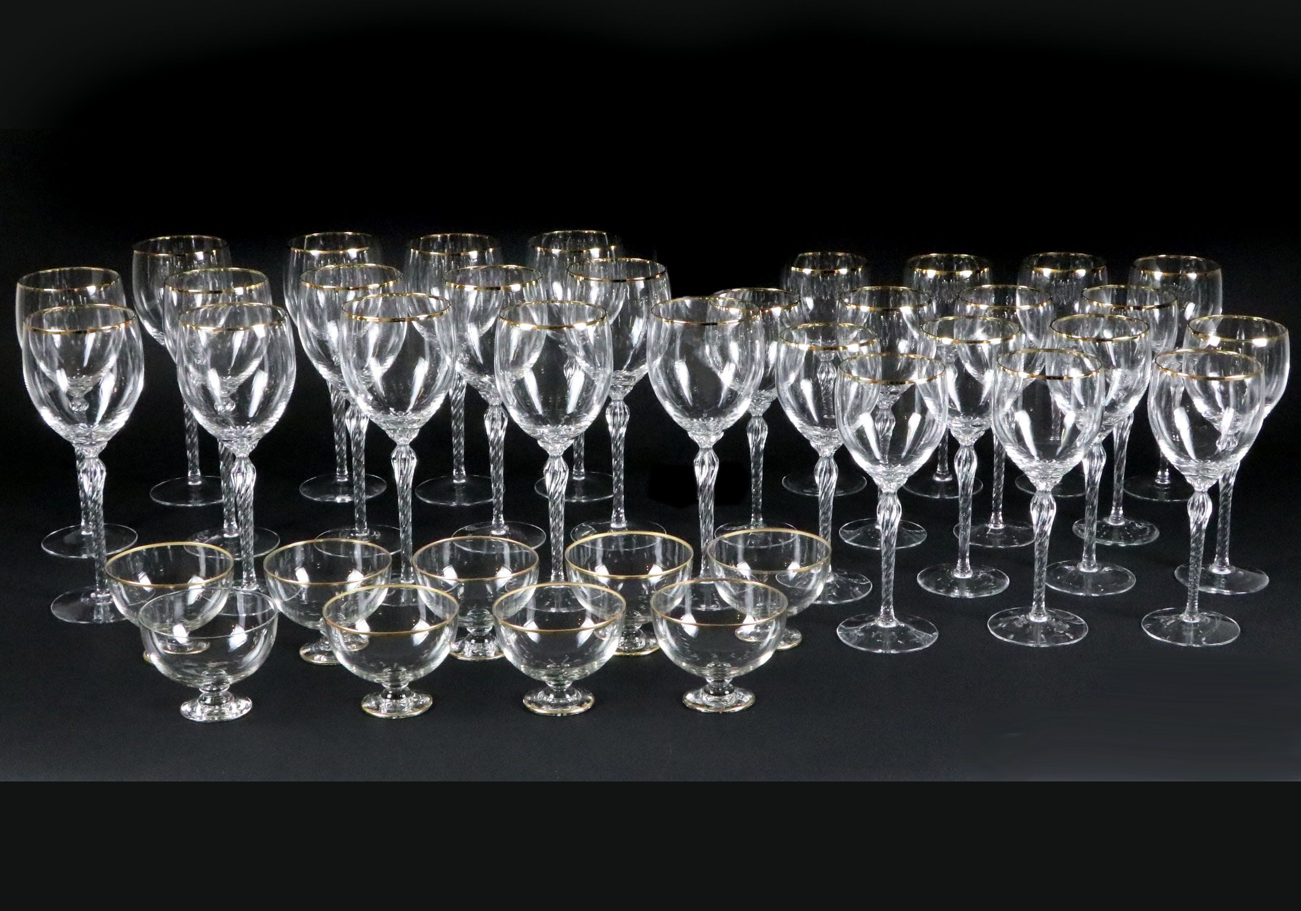 Noritake "Parisian Lace" China with Lenox "Monroe" Stemware, Late 20th Century