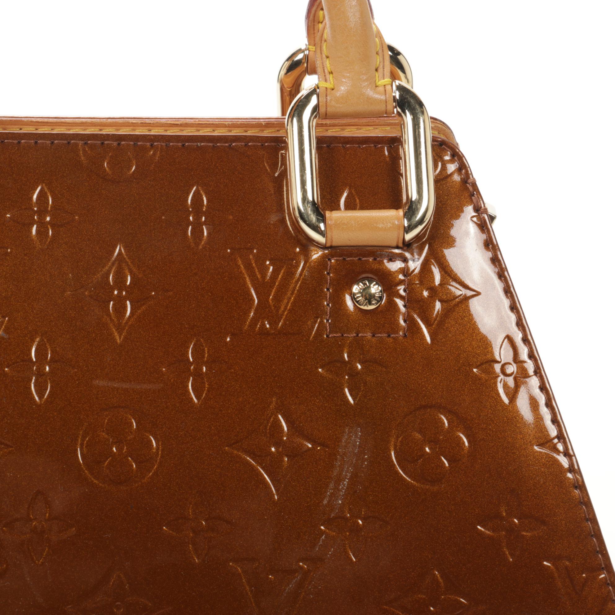 Louis Vuitton Forsyth GM Bag in Bronze Monogram Vernis and Vachetta Leather