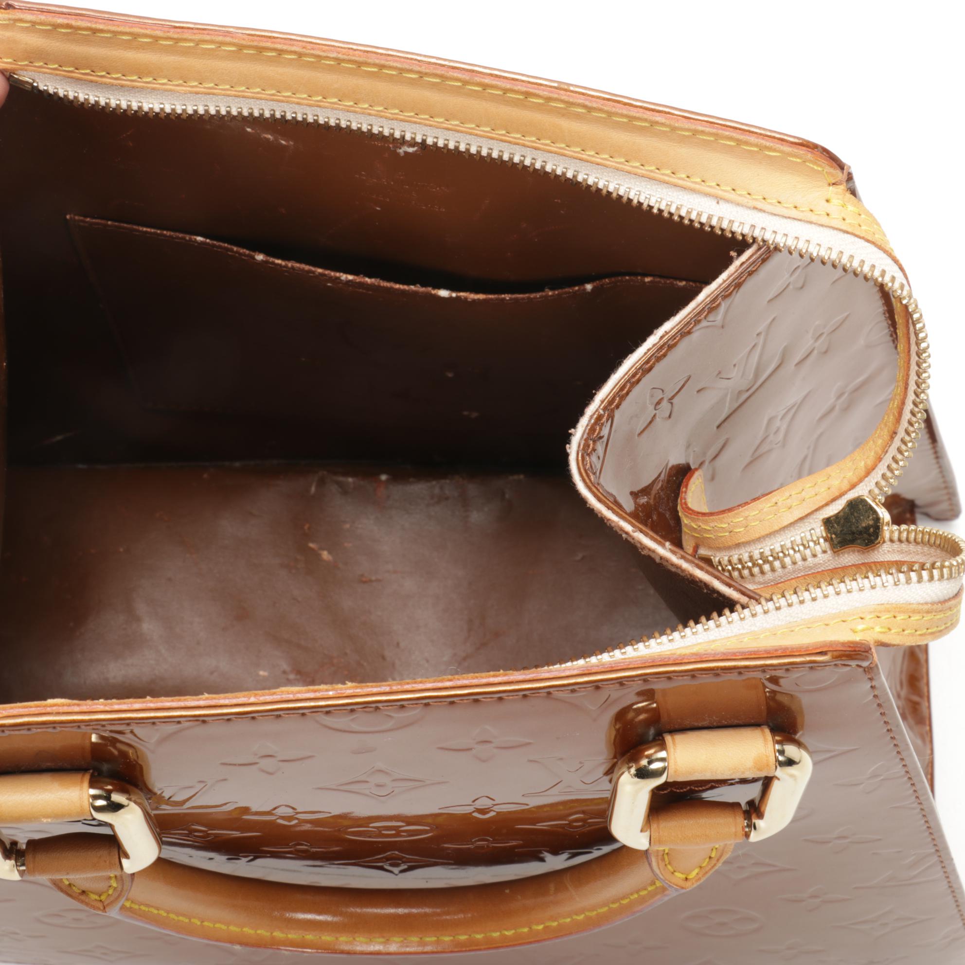 Louis Vuitton Forsyth GM Bag in Bronze Monogram Vernis and Vachetta Leather