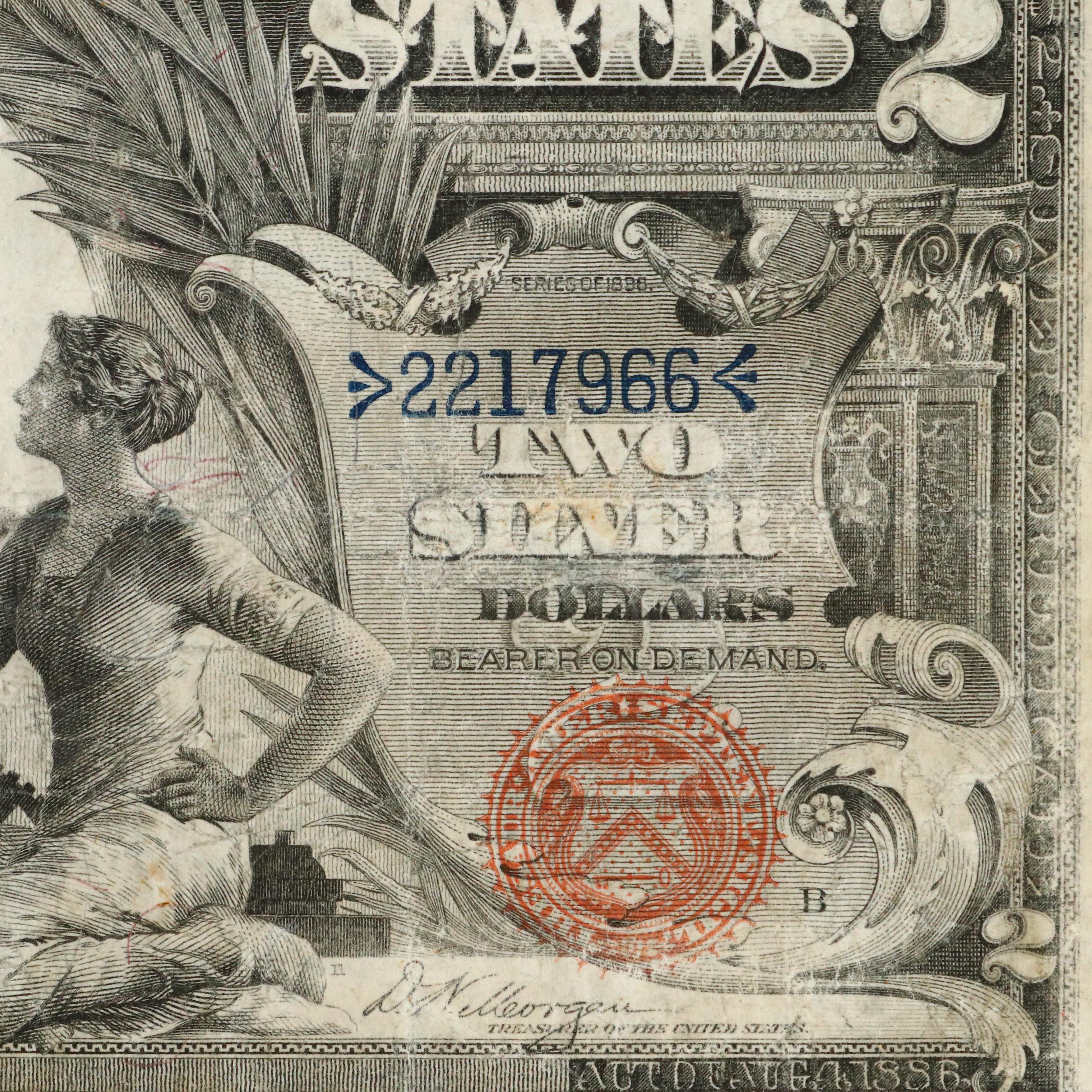 Large Format 1896 "Educational Series" $2 Silver Certificate