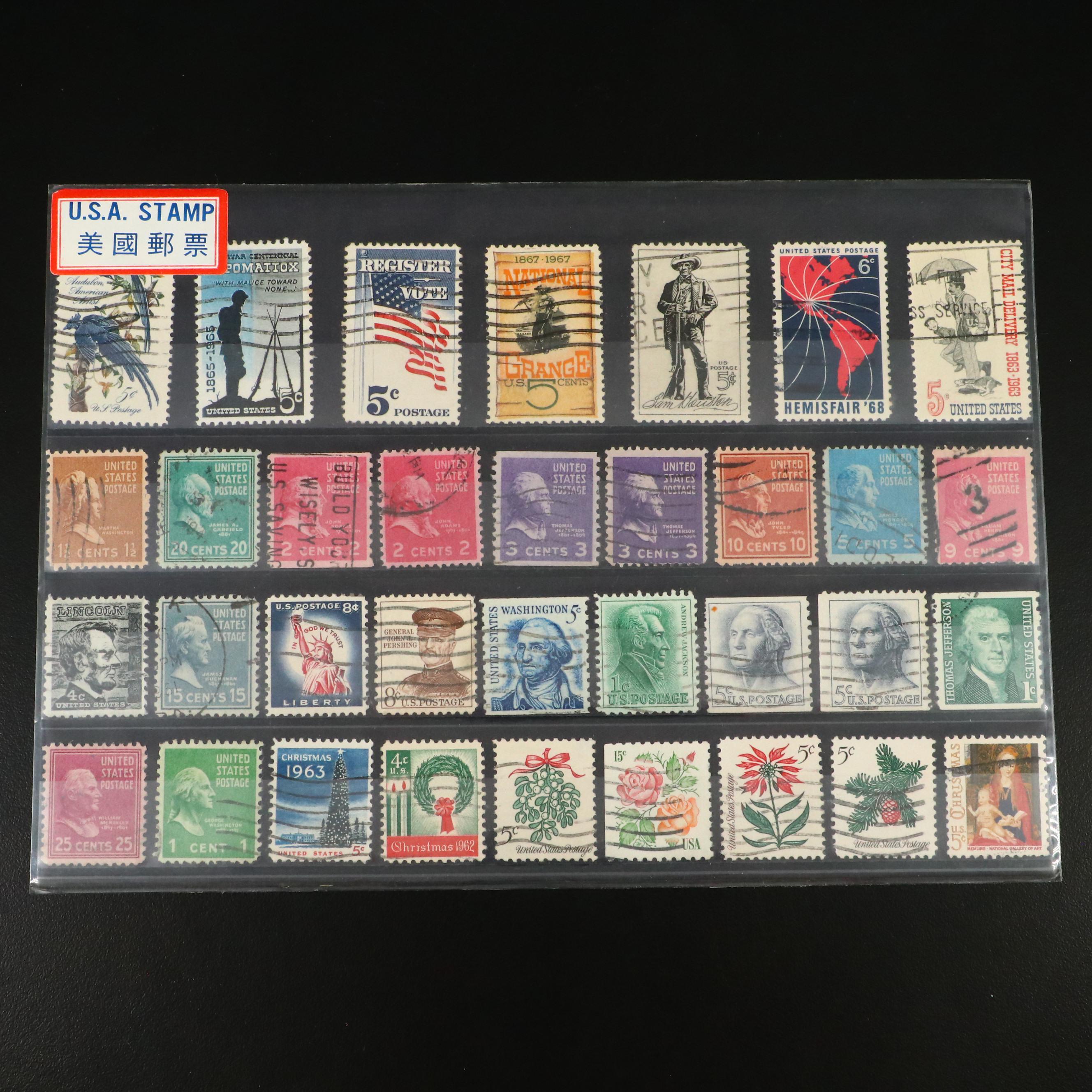 Twelve Sets of U.S. and Foreign Stamps