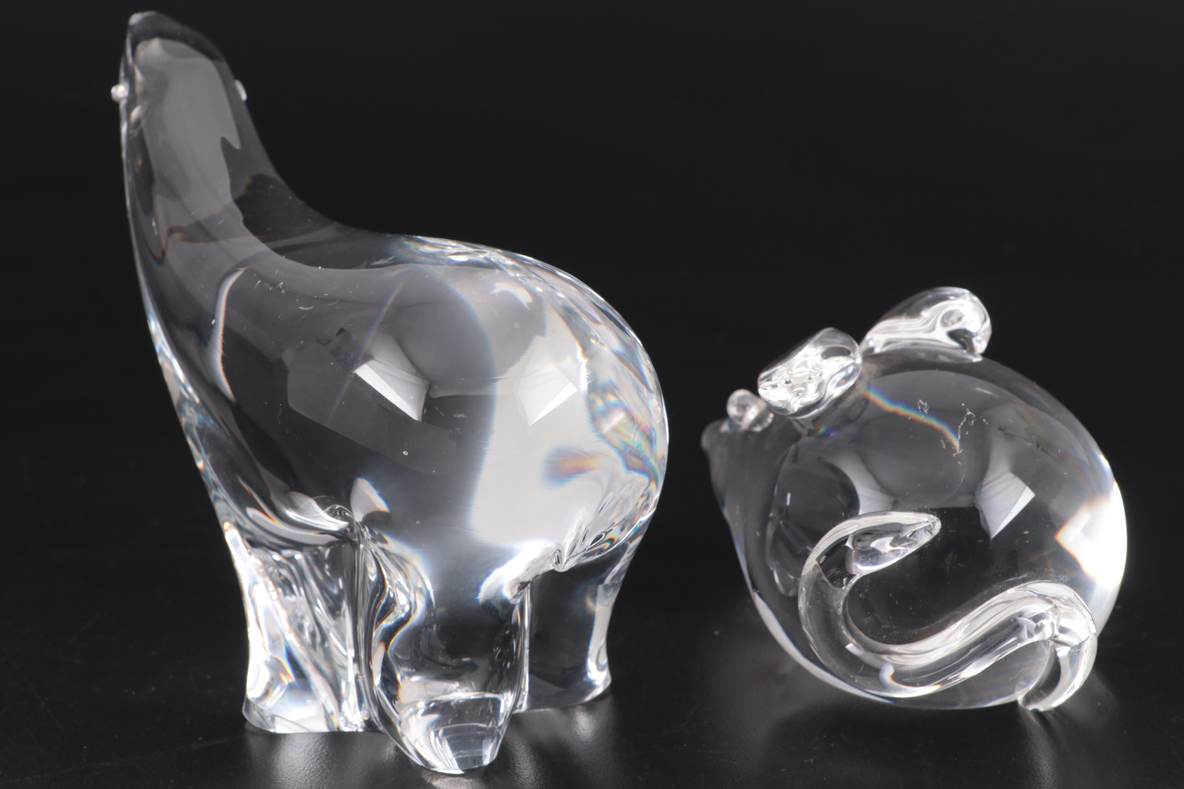Steuben Mouse Figurine and F. Walving Swedish Glass Polar Bear Figurine