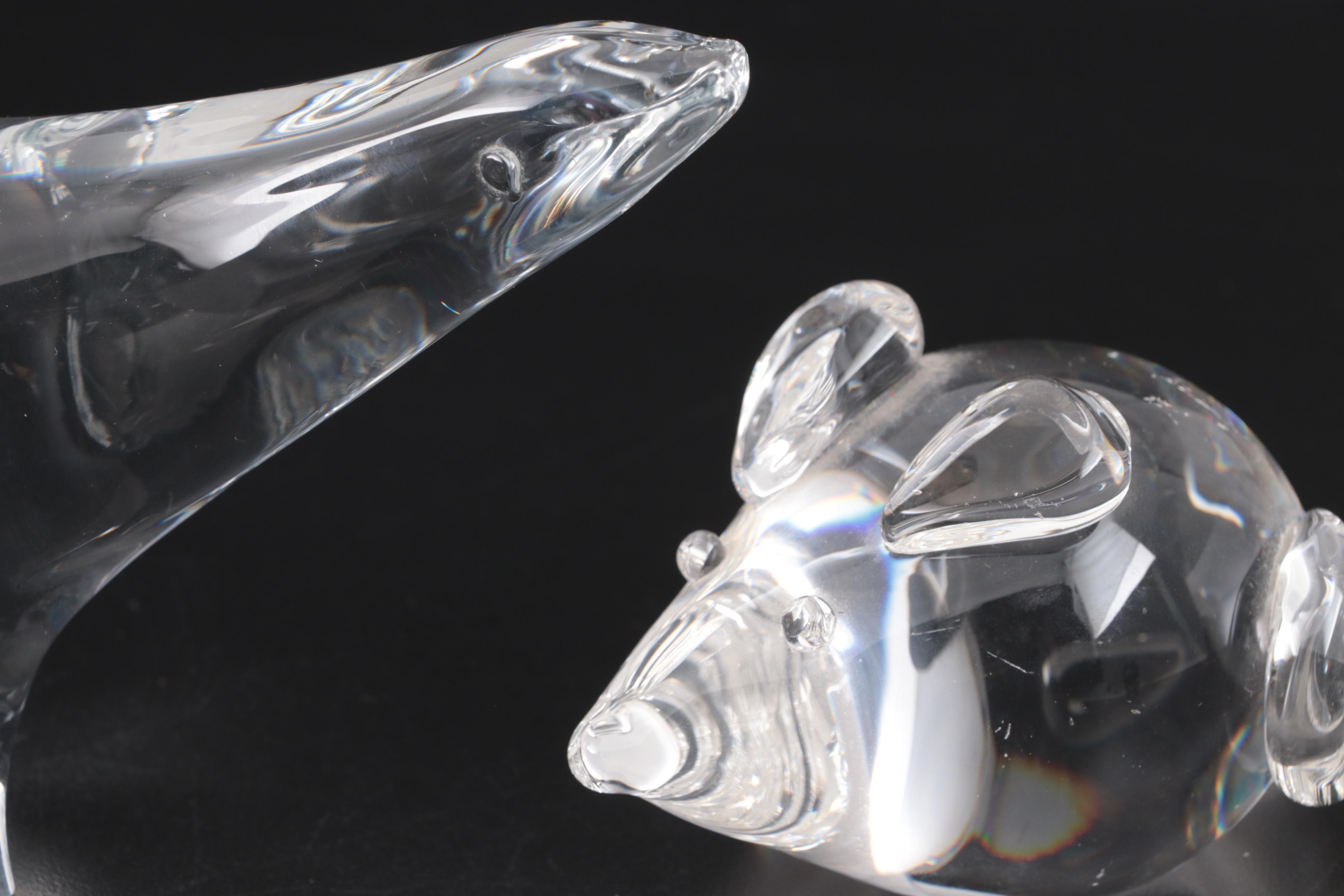 Steuben Mouse Figurine and F. Walving Swedish Glass Polar Bear Figurine