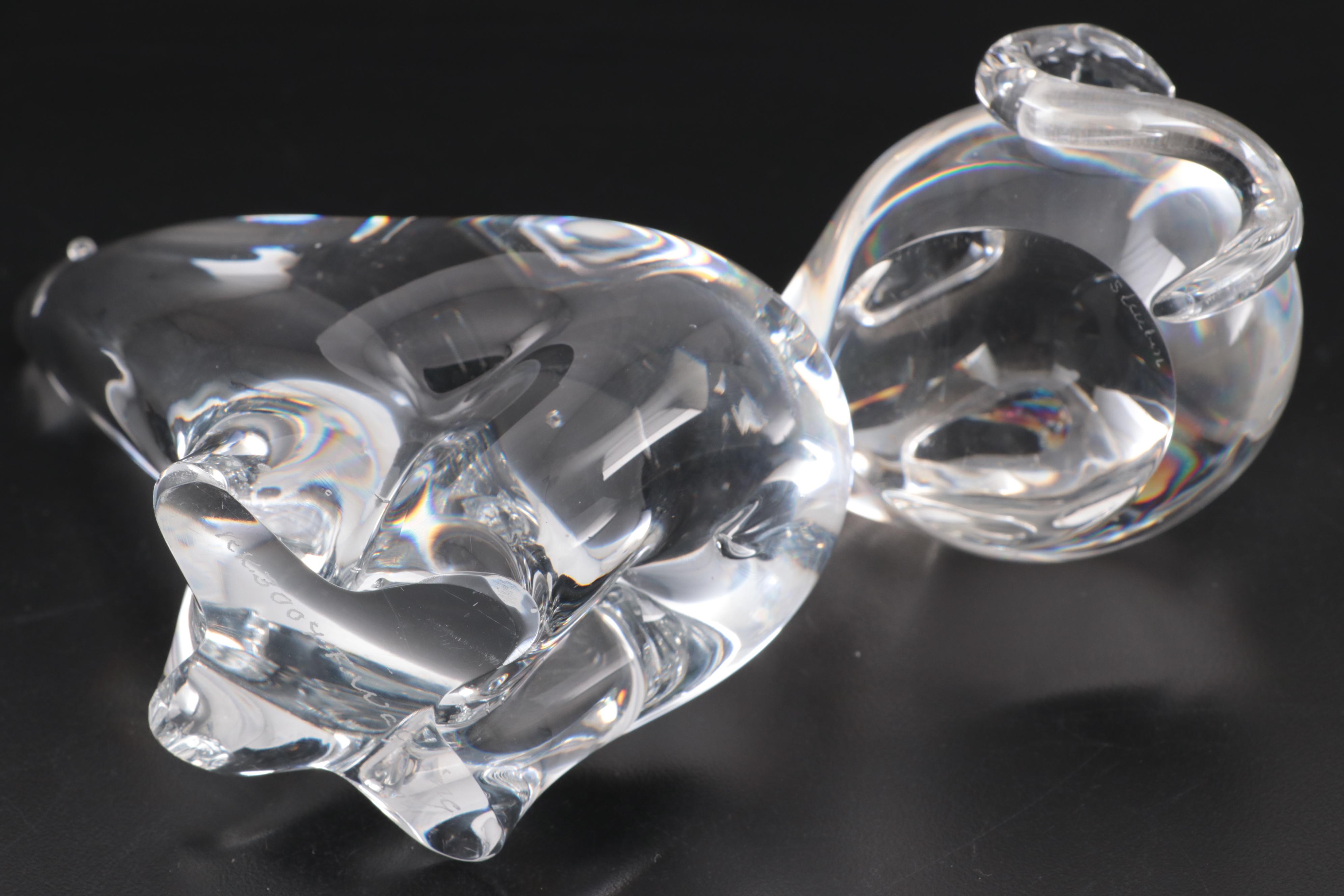 Steuben Mouse Figurine and F. Walving Swedish Glass Polar Bear Figurine