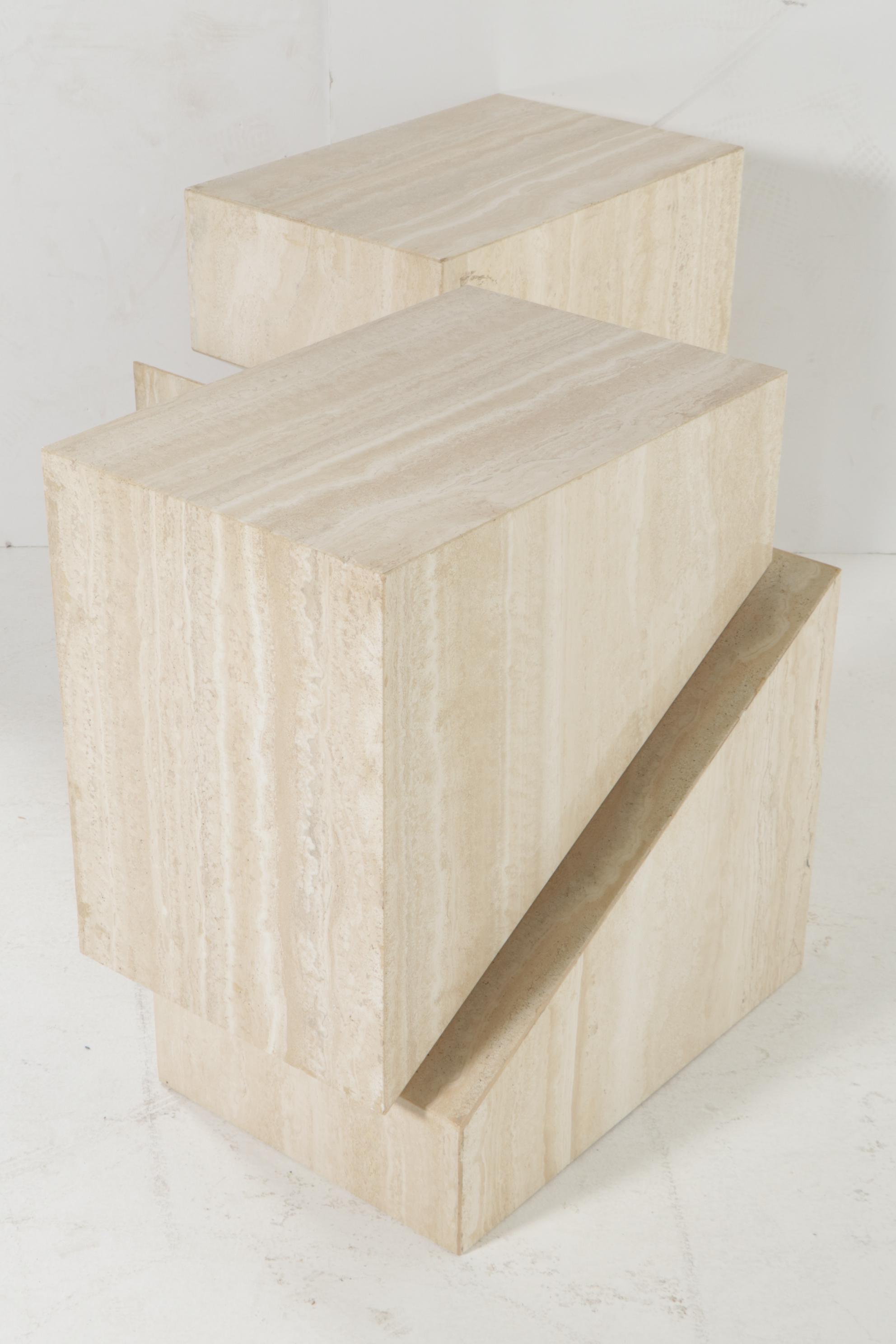 Pair of Minimalist Modern Marble Accent Tables