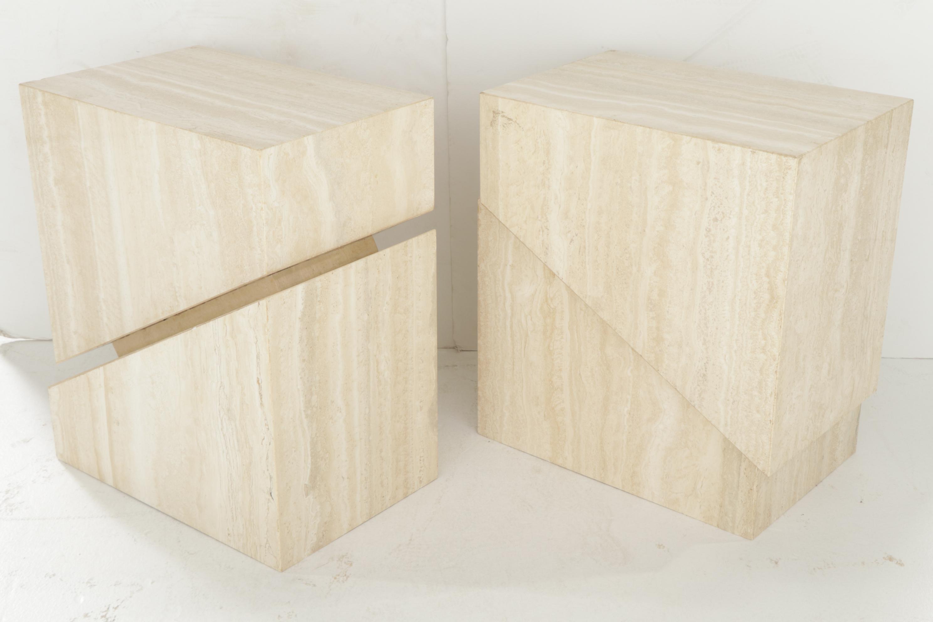 Pair of Minimalist Modern Marble Accent Tables