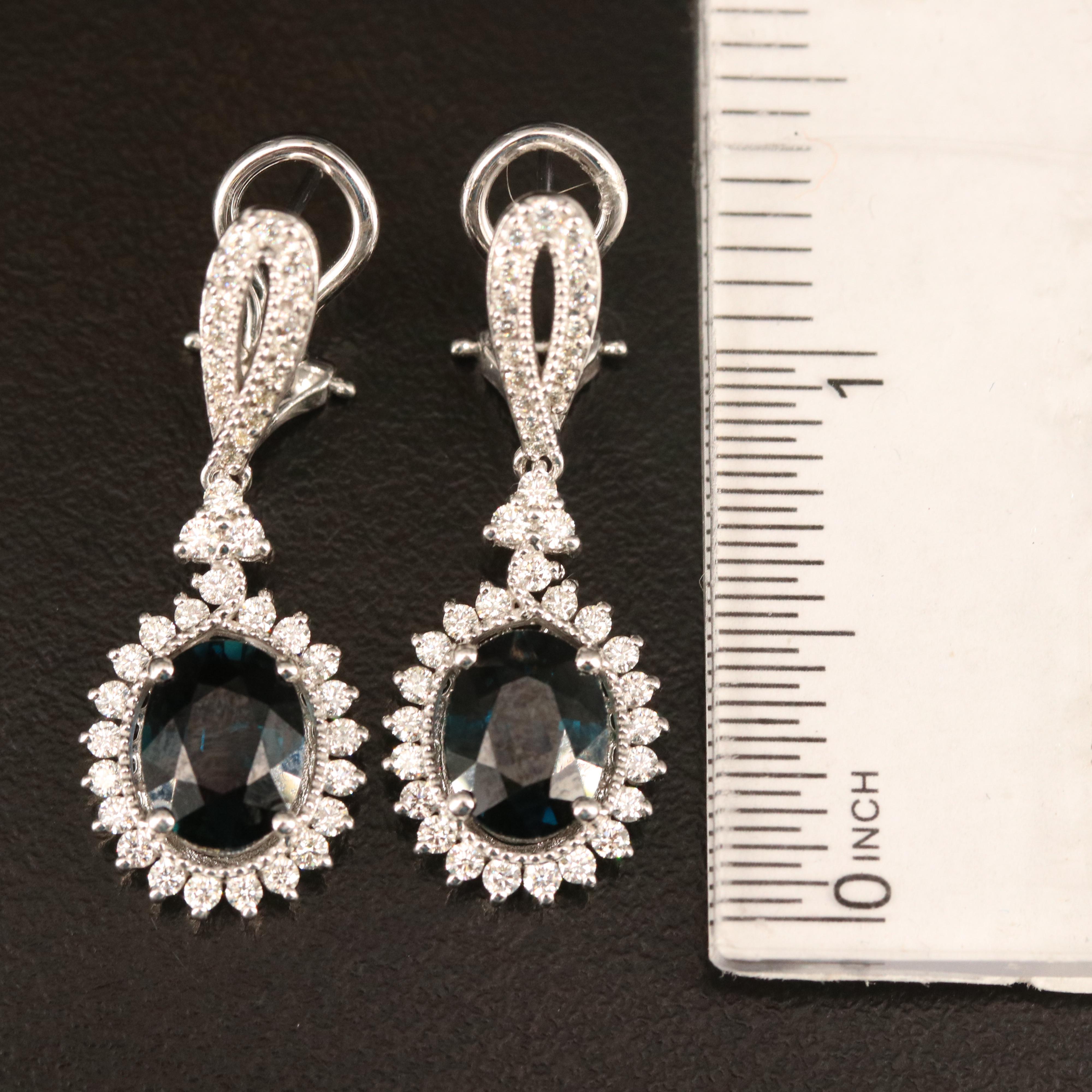 EFFY 14K Sapphire and Diamond Dangle Earrings