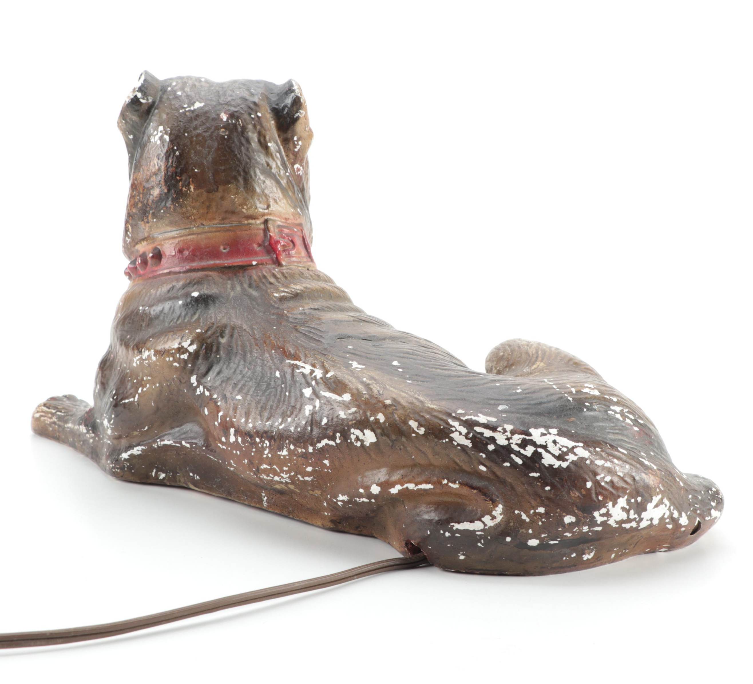 Chalkware American Staffordshire Dog Night Light Lamp